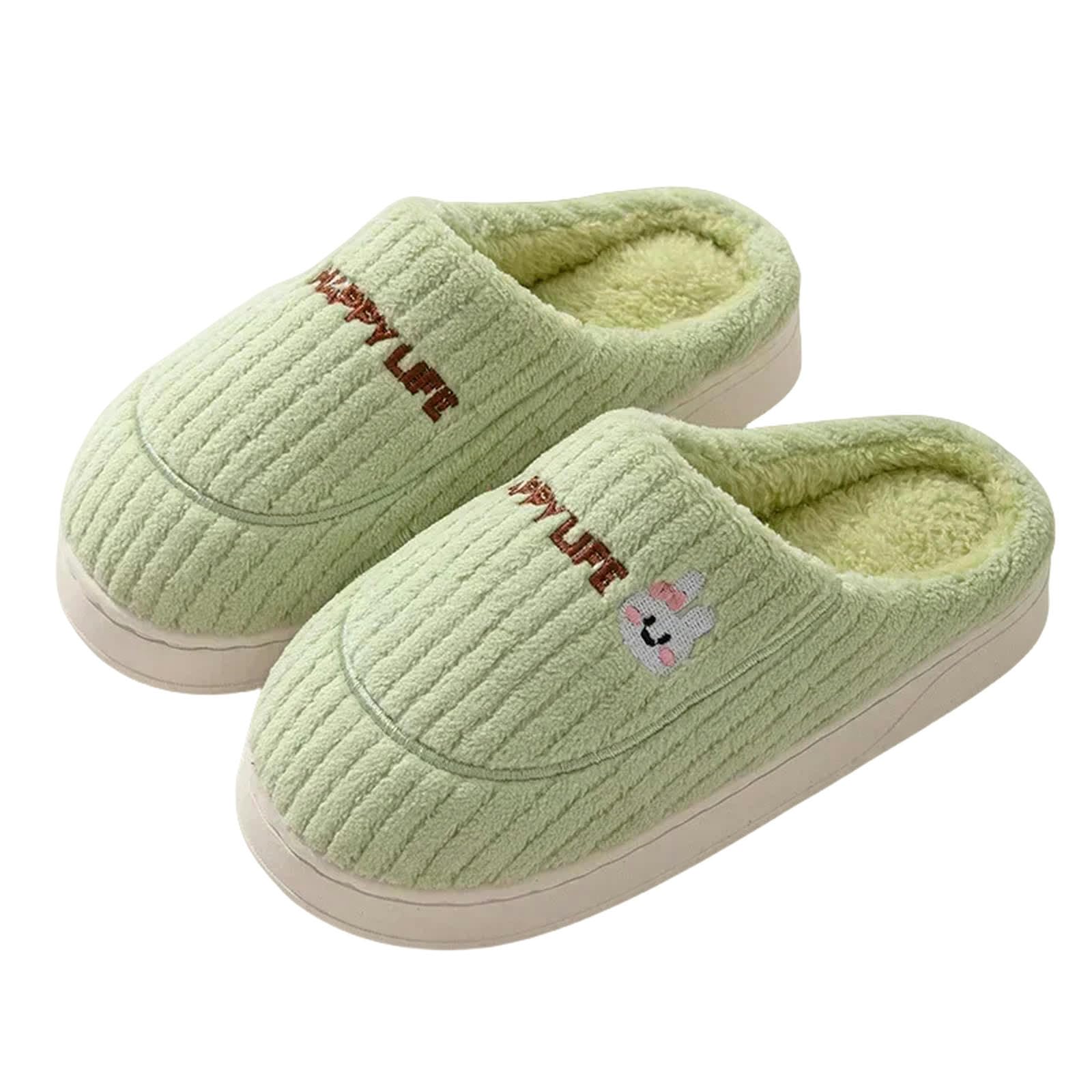 Pantofole Invernali in Cotone Autunno Inverno Short Peluche Calde Calde Casual Indoor Morbido Cotone Pantofole Non Slittamento da Donna E Uomo Coppie Scarpe da Esterno per La Casa-verde-36-37