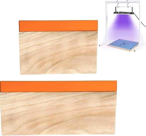 Caydo Pantalla LED UV de 20 W con soporte de luz y luz de exposición y 2 piezas de 2 tamaños, rascador de tinta de madera de 75 durómetros para