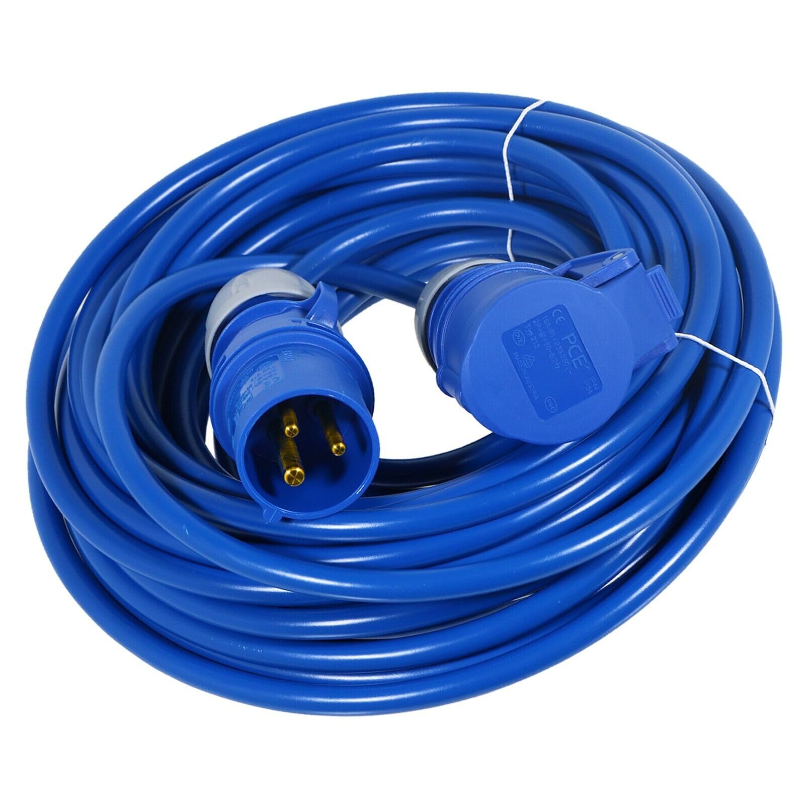 SPARES2GO Przedłużacz 16 A, 14 m, 240 V, 1,5 mm, bardzo długi, do przyczep kempingowych, kabel zasilający (niebieski)