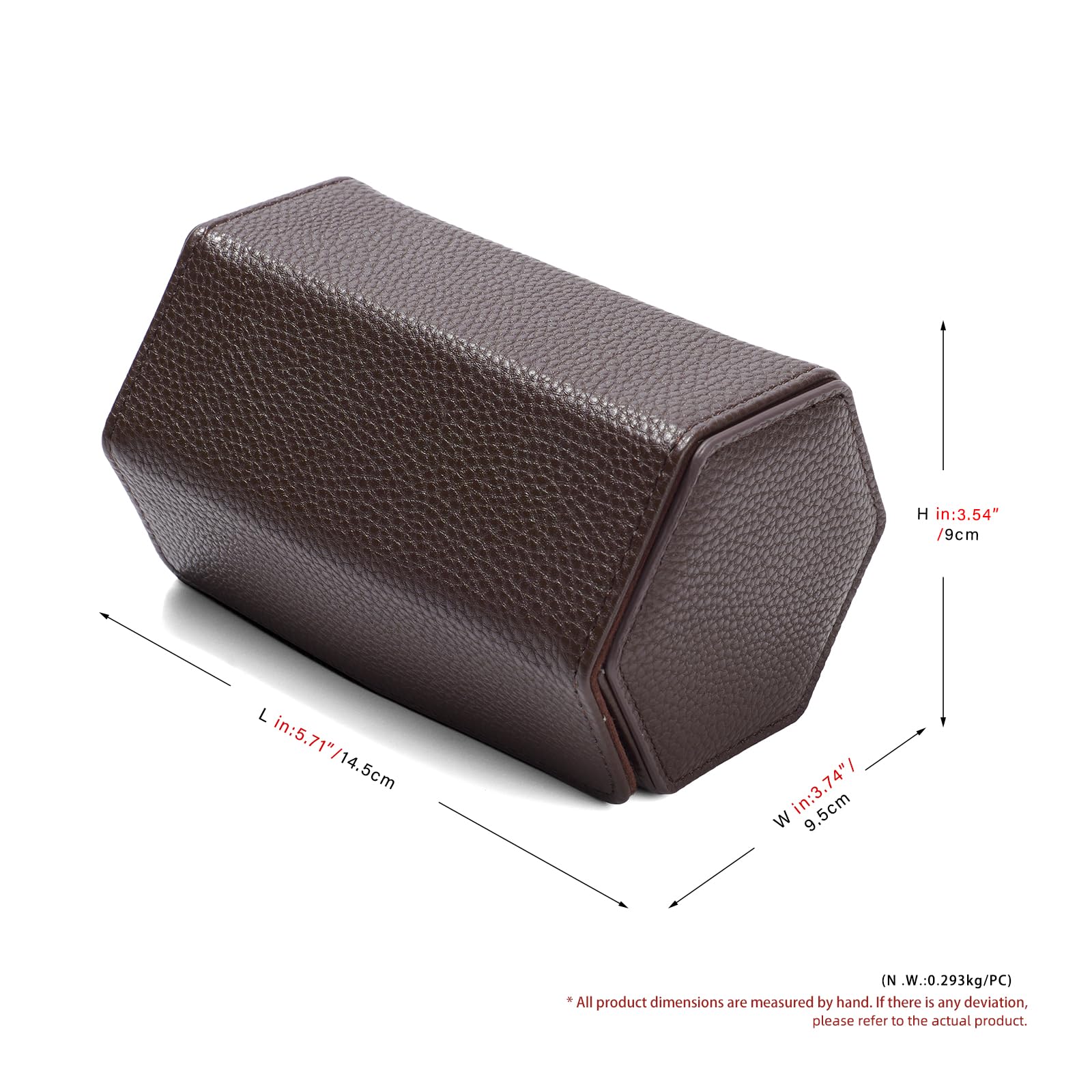 Boîte à Montres de Luxe en Cuir PU, étui de Rangement Hexagonal à 2 emplacements pour Montres, étui de Voyage Enroulable, Coffret Cadeau pour Noël, Anniversaire (Marron)
