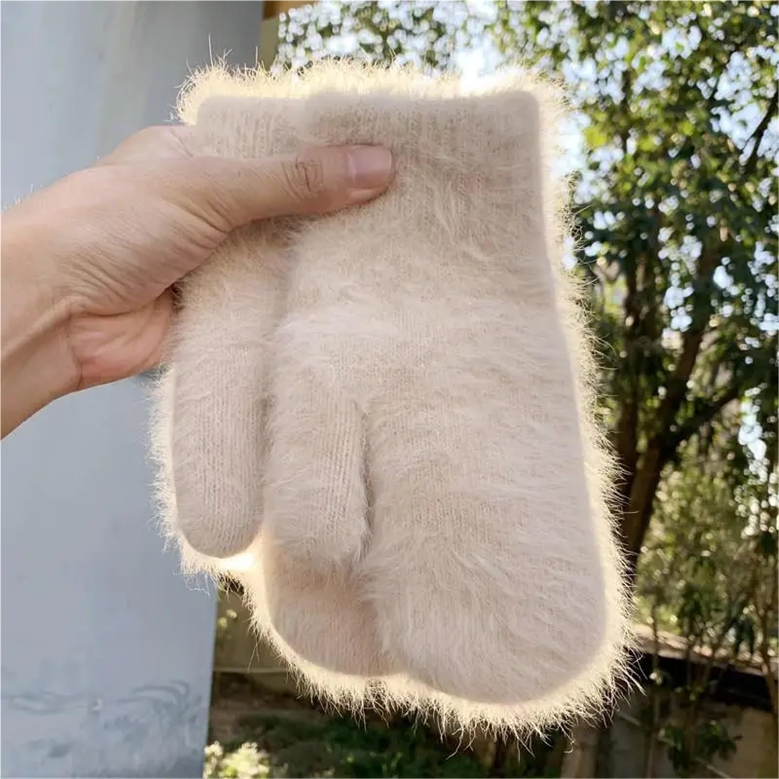 1 par de guantes cálidos felpa, manoplas suaves con dedos completos Para Hombre Mujer