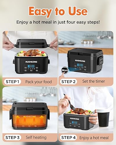 Miniatura 4 de Fiambrera eléctrica inalámbrica para adultos, hombres y mujeres, calentador de alimentos autocalentable recargable con contenedor SS de 1.2 L,