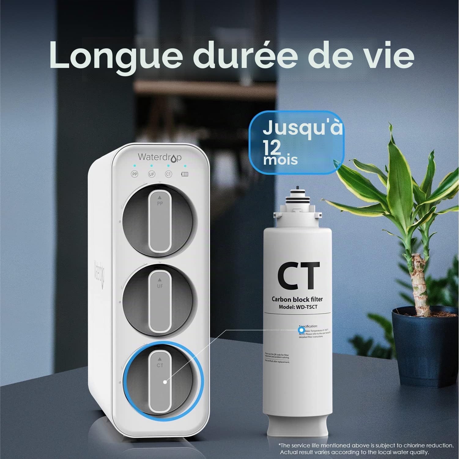 Waterdrop TSCT Filtration sous évier TSU-W TSC 3 étapes Ultra-filtration 7500L Haute capacité 1 paquet