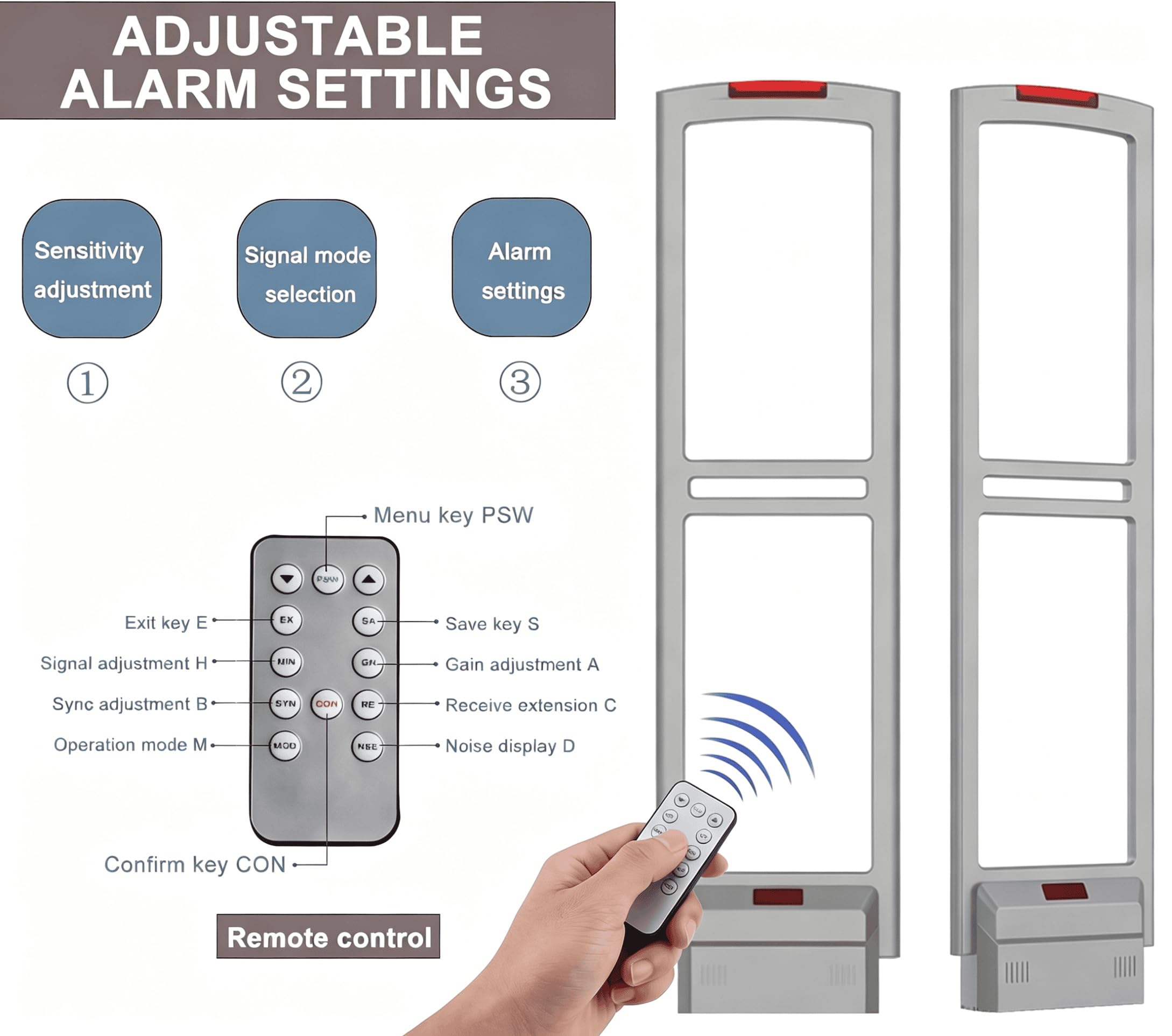 Sistema de Puerta de Seguridad antirrobo EAS con un avanzado de Control DSP | Amplio rango de detección, fácil instalación, accesorios completos, pantalla digital,alarmas instantáneas