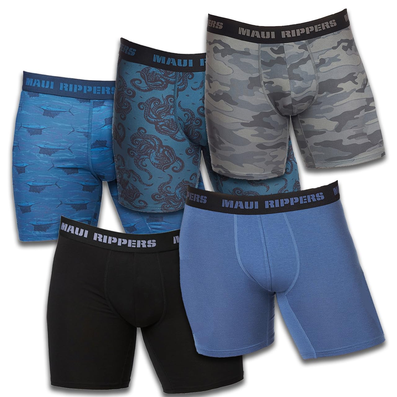 Maui Rippers Mens Stretch Boxer Briefs Everyday and Active Fit Underwear