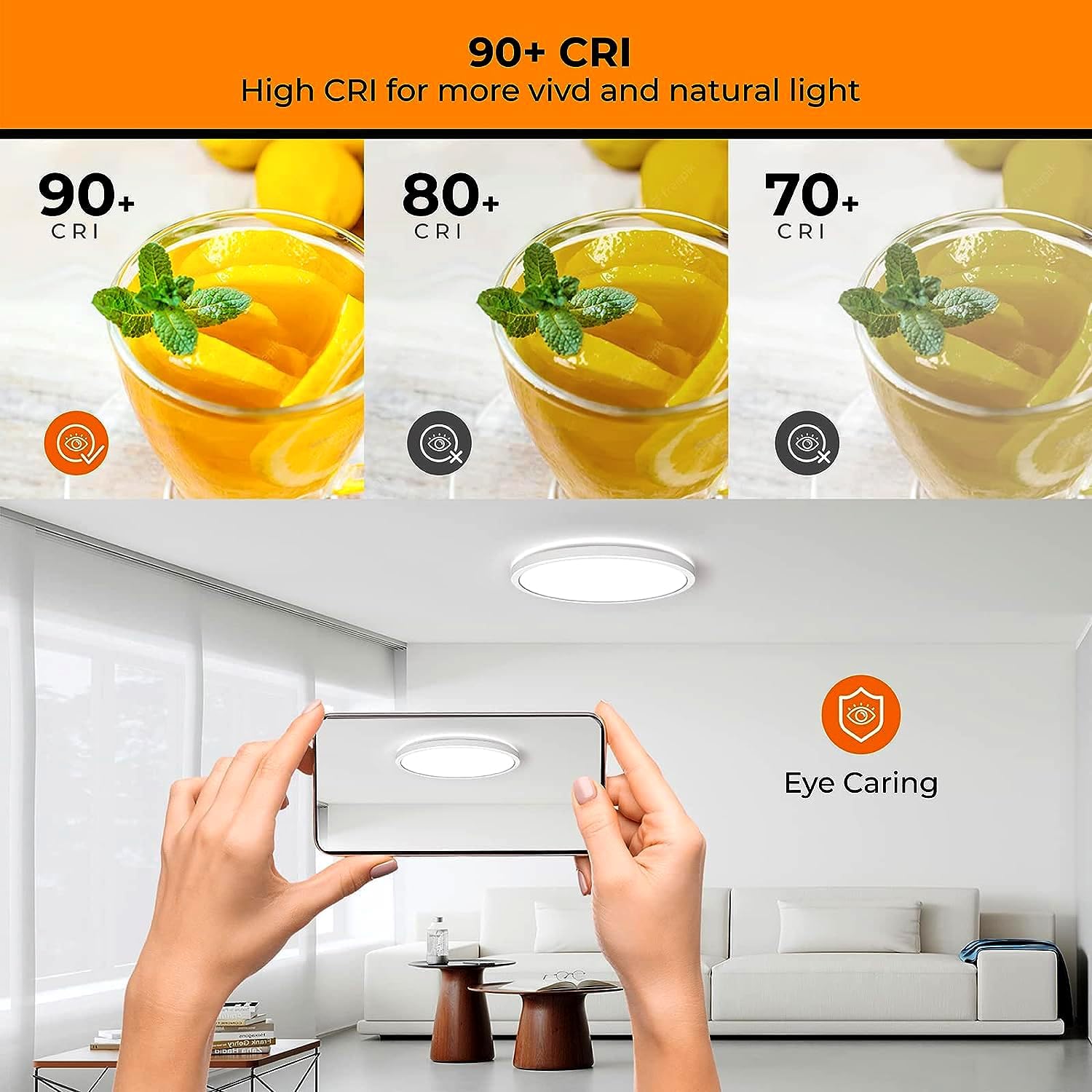 bestyks - Plafon LED Techo 18W, Lámpara Techo para Baño IP54, 3.000 lúmenes, Color Luz Fría (4000K) para Baño, Cocina, Balcón