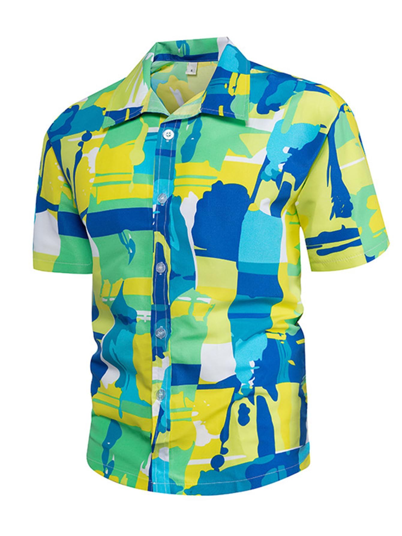 YTD Men's Hawaiian Shirt Short Sleeve Printed Button Down Summer Beach Dress Shirts