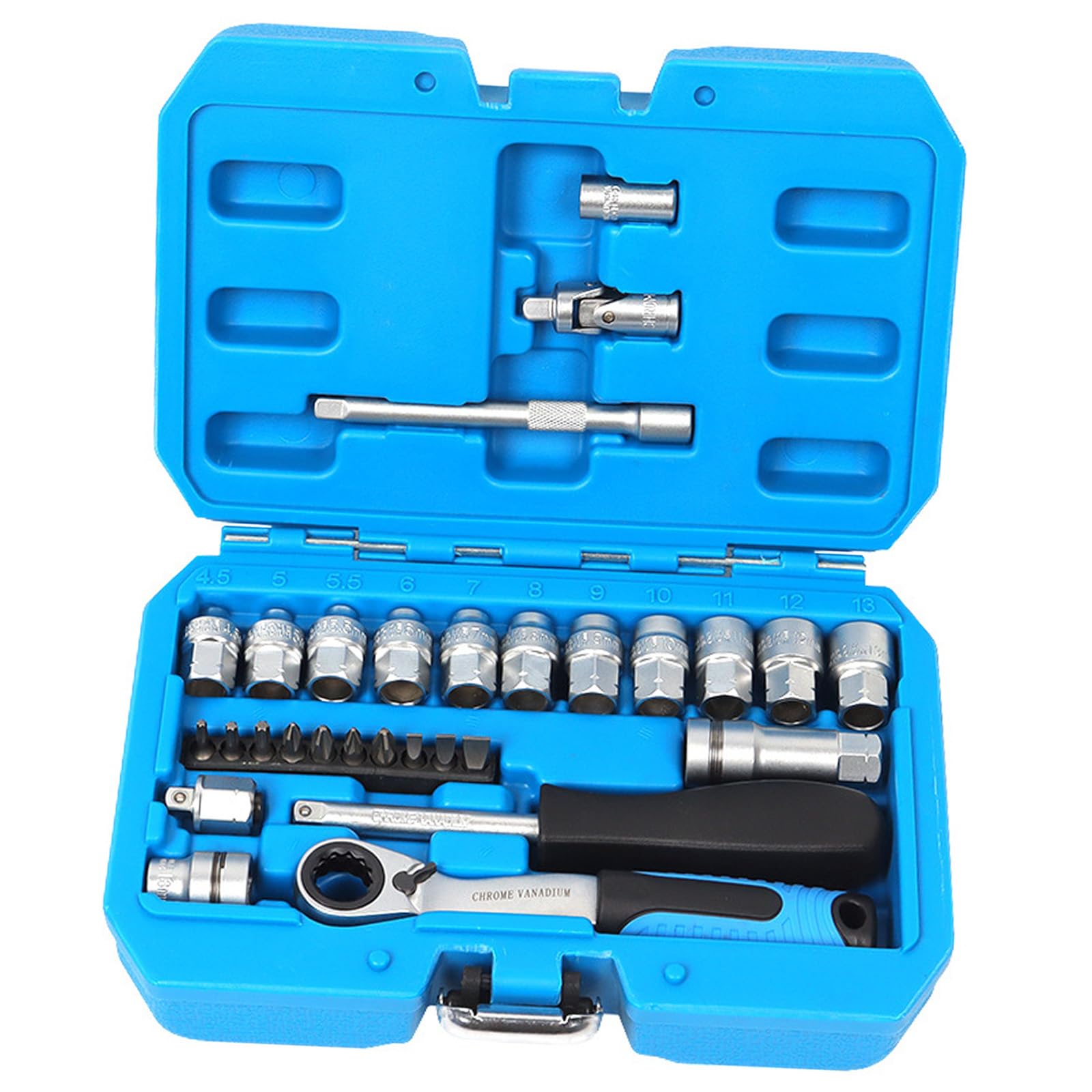 Cunzjia Black 29Piece Professional Ratcheting Socket Wrench Set With Double Direction Design For Auto Repair Mechanical Maintenance