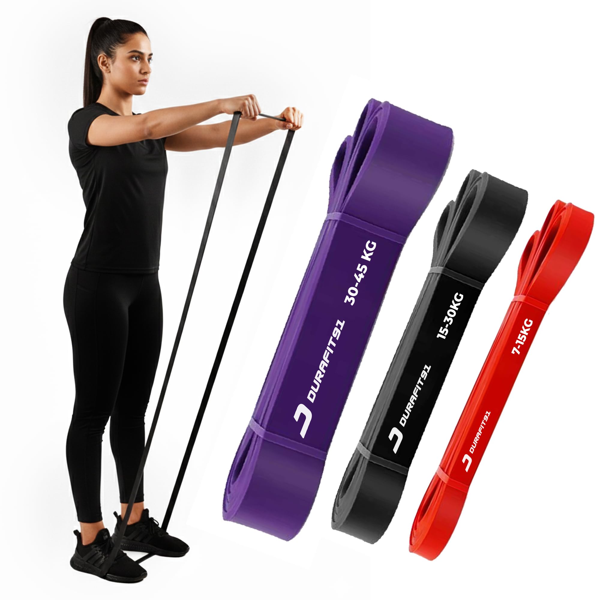 Durafit91 Resistance Bands Set of 3 (7-45kg) Pack of 3 - Image 1