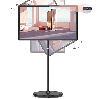 32-Inch Portable Smart TV on Wheels with Touch Screen Monitor | 8G RAM +128G Storage | 8-core CPU Qualcomm | Built-in 6-8H Battery | 8MP Webcam | Android 13 OS | Full Swivel Rotation | Remote Control