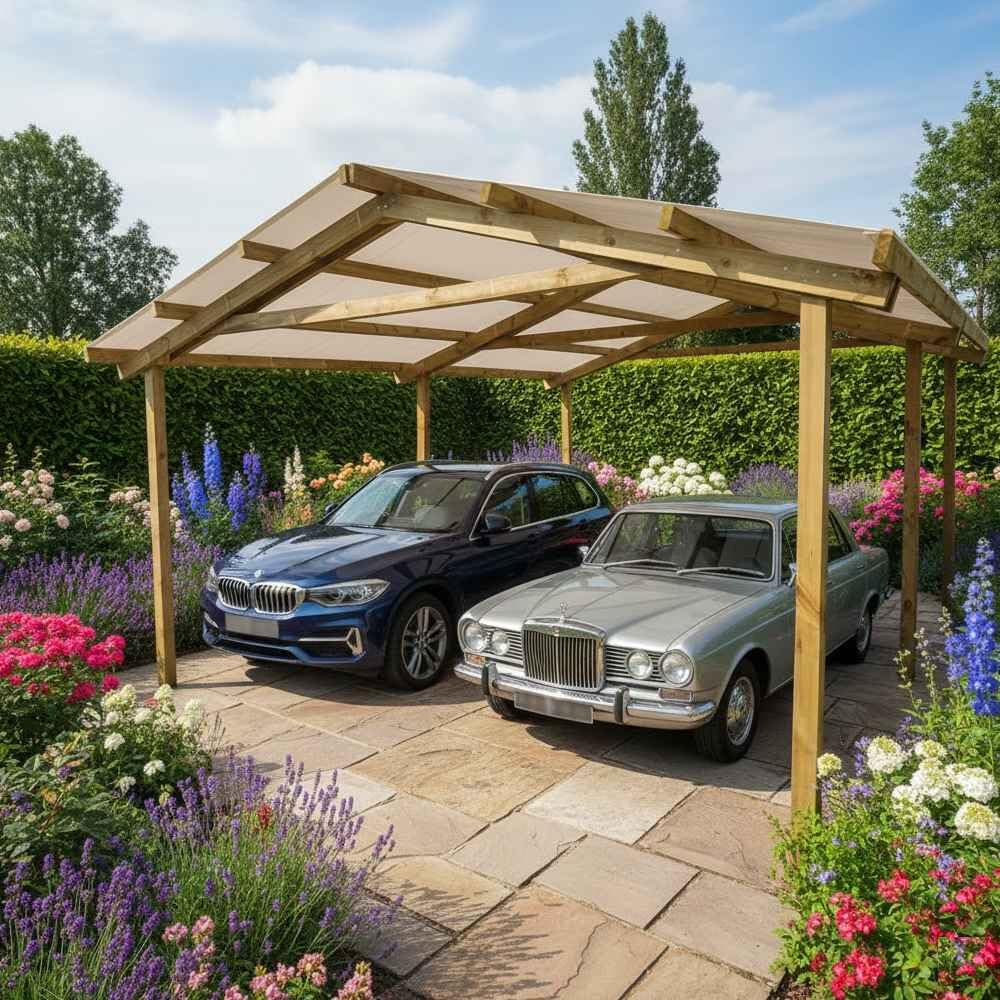Pergola Carport in legno 400x550 cm pino impregnato Made in Italy