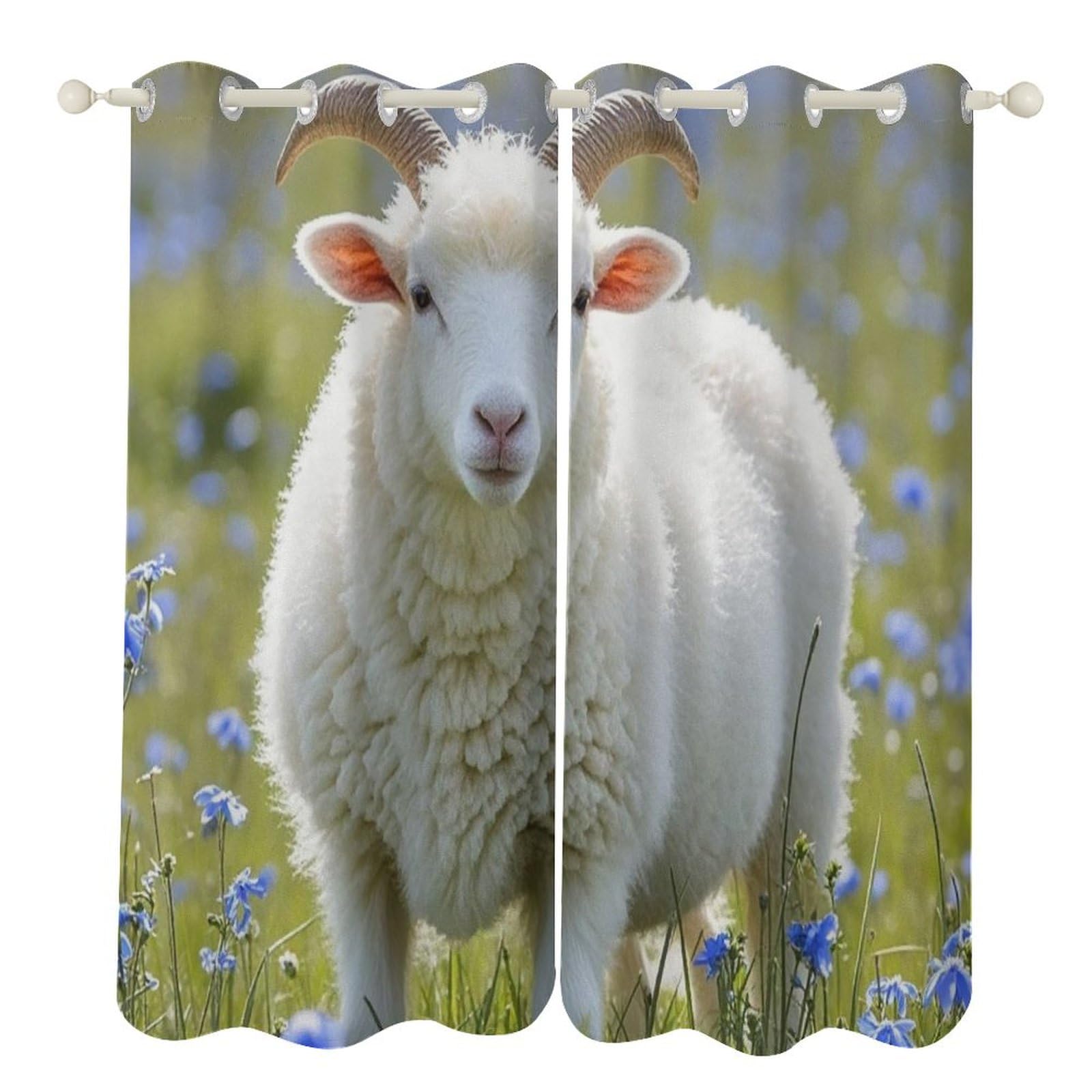 Rideau occultant anti-froid et lumière motif mouton
