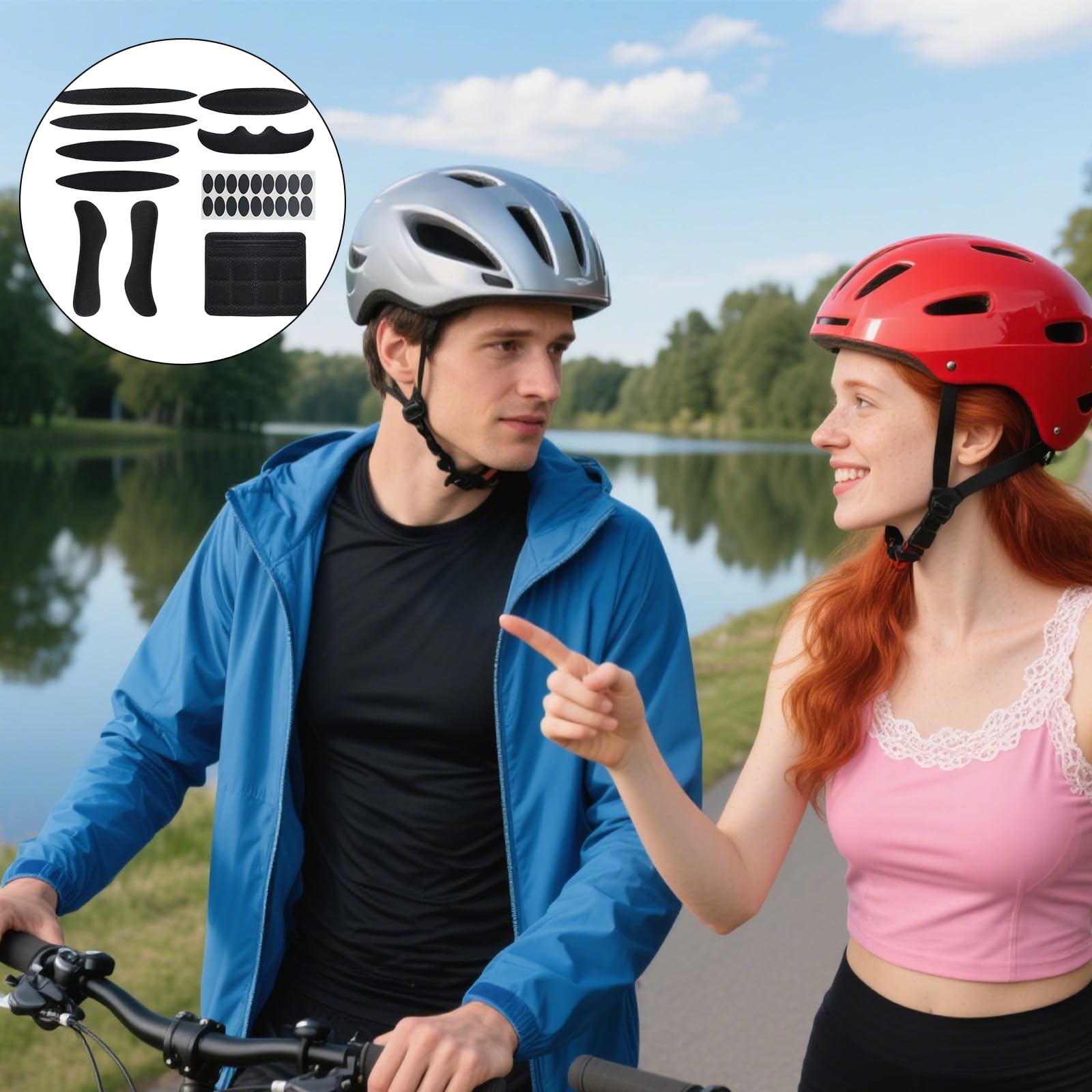 1 Set Universal Fahrradhelm-Polster (Schwarz) – Schaumstoff-Ersatz Innenpolster mit Klettverschluss-Kit – Antikollisionsfutter, Schwammschutz & multifunktionaler Helmpolsterung für alle Fahrradhelme Sport & Freizeit