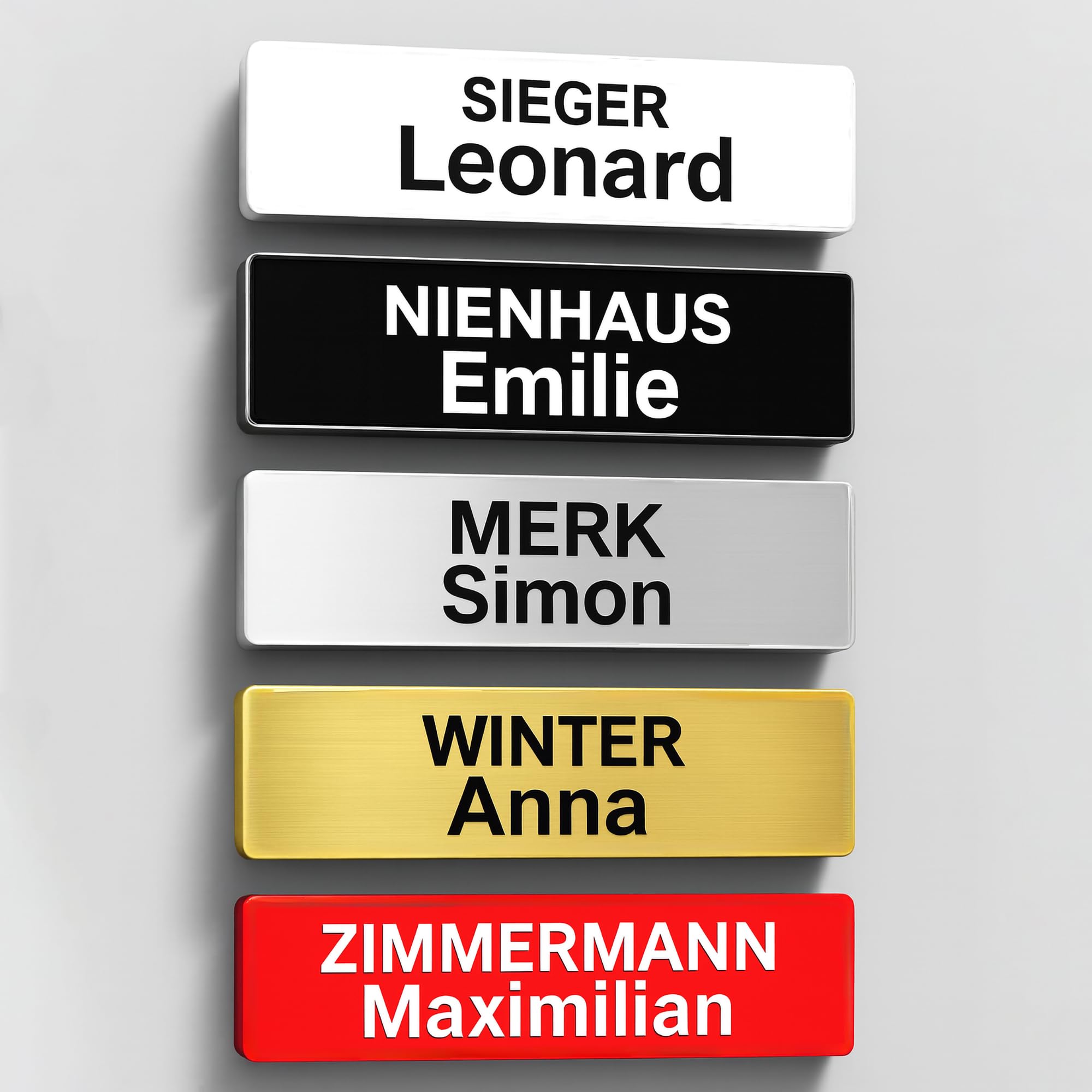 MyPrezzie 2er Set Klingelschilder & Briefkastenschilder, Personalisiert, Selbstklebend, Wetterfest, 9 Farben, 15 Schriftarten, Made in Germany (2)