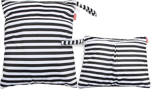 Miniatura 1 de Damero 2 bolsas de viaje húmedas y secas con asa para pañales de tela, piezas de bombeo, ropa, traje de baño y más, fácil de agarrar y llevar, tiras