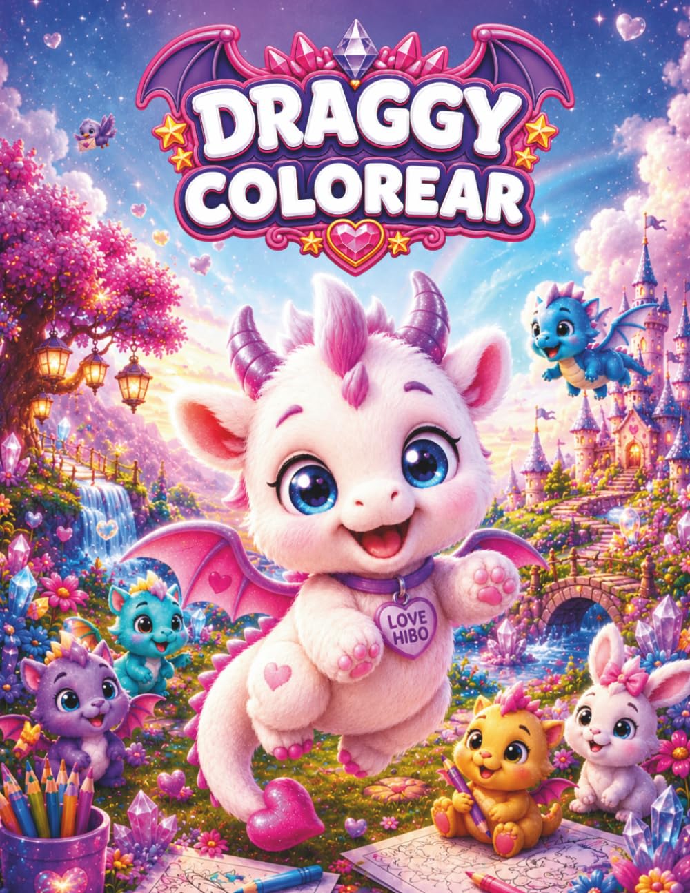 DRAGGY: Libro de Colorear de Dragón Tierno con Amigos Mágicos: Unicornios, Hadas, Sirenas, Princesas, Criaturas Mágicas, Aventuras de Fantasía y Animales Adorables para Niñas de 3 a 5 Años