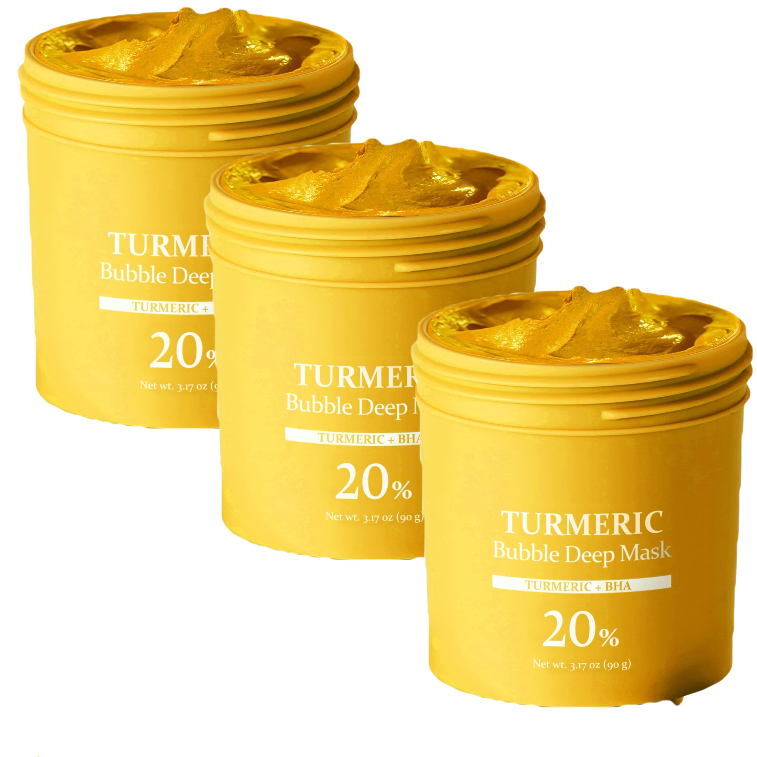 Mascarilla limpiadora de burbujas con cúrcuma (90 g) – Limpieza profunda con AHA y ácido salicílico; calma el enrojecimiento, ilumina el rostro y equilibra la grasa (mascarilla de enjuague)