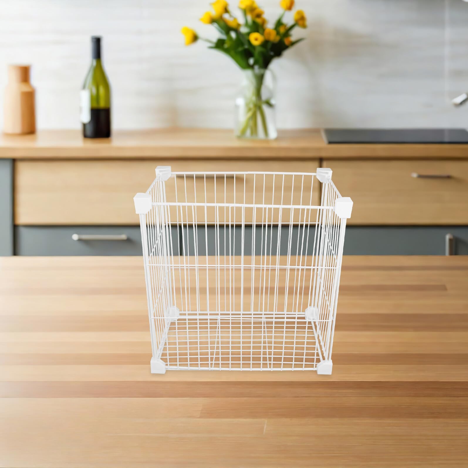 Metall Drahtkorb für Gefrierschrank 19X30X30cm Abnehmbarer Kühlschrank Organizer mit Stabilem Boden Transparenter Vorratsbehälter für Gemüse und Lebensmittel Gefriertruhe