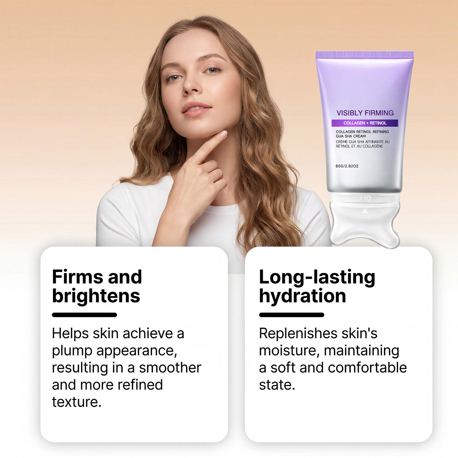 Retinol-Kollagen-Straffende Gesichtscreme mit integriertem Gua-Sha-Massagegerät, Anti-Aging-Feuchtigkeitscreme, Sofort-Straffungs- und Anti-Falten-Creme, Glättende und feuchtigkeitsspendende (5PCS)