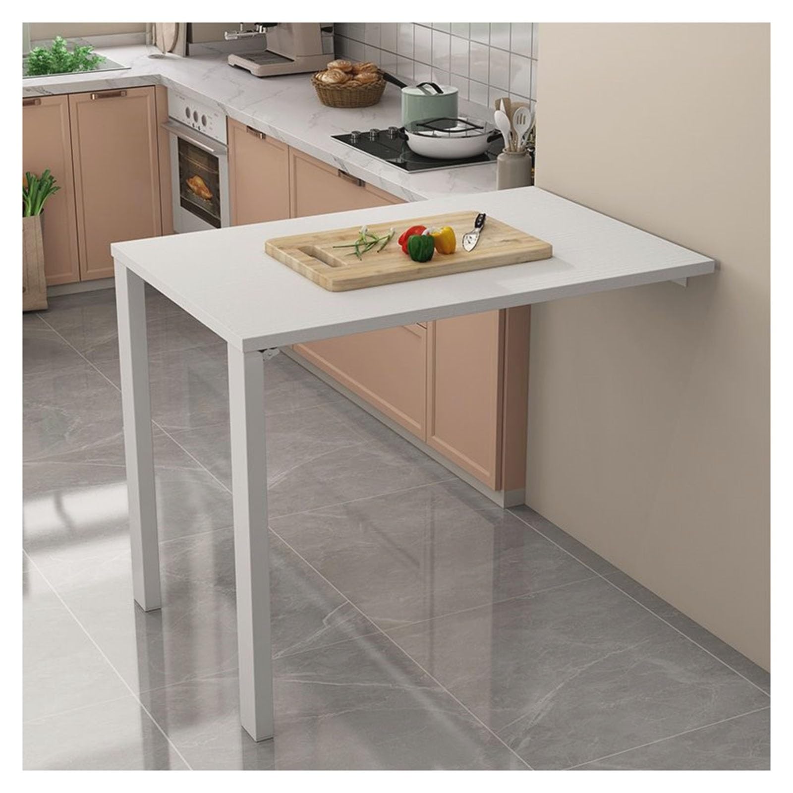 LFIEVO Wide Table Top Wall Mounted Dining Table Solid Wood with Legs Wall Mounted Folding Table Small Space Kitchen Dining Table Folding Wall Table