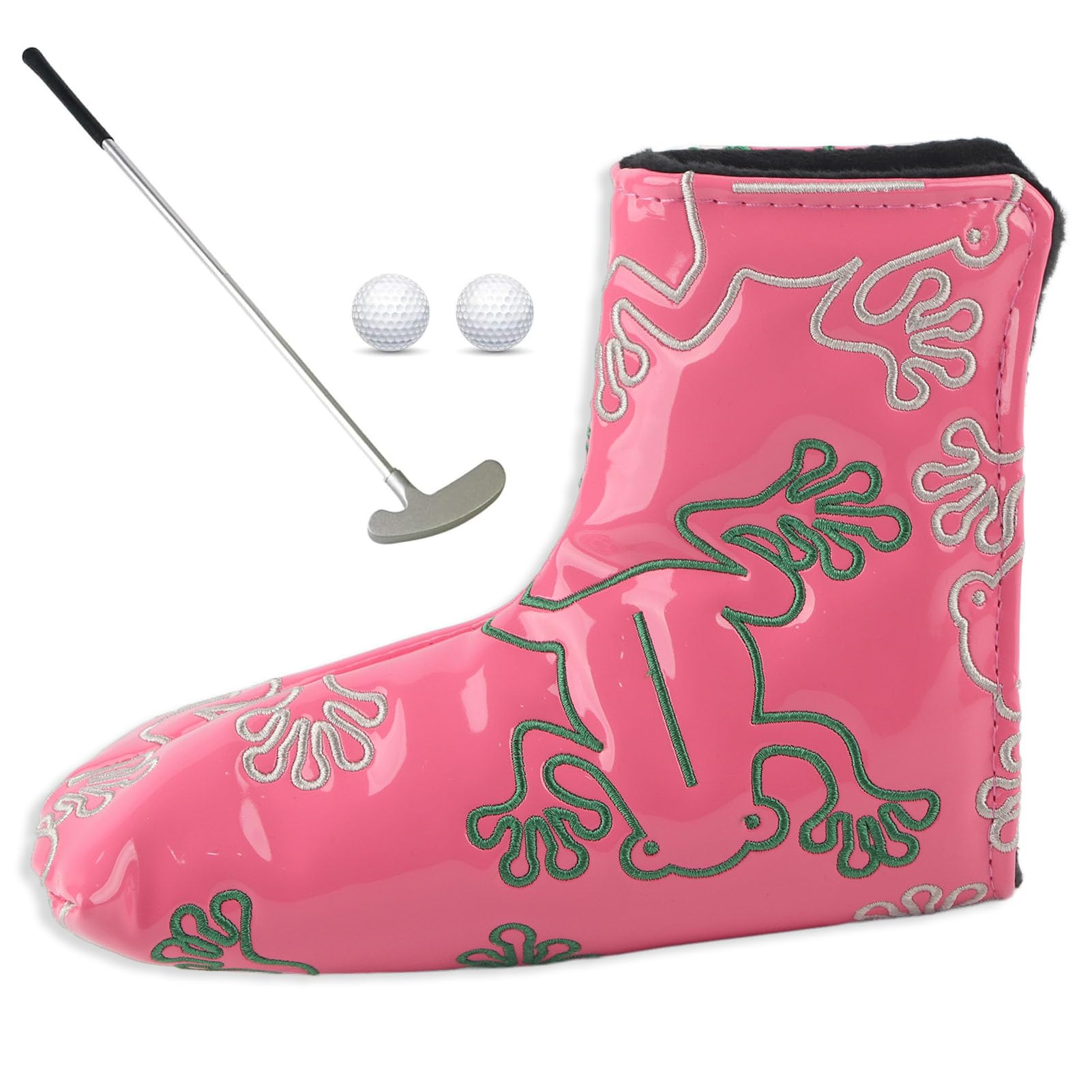 Agatige Copertura per Putter per Lame da Golf, Copricapo per Putter da Golf Copritesta per Ricamo con Chiusura Magnetica Protettiva in PU(Rosa)