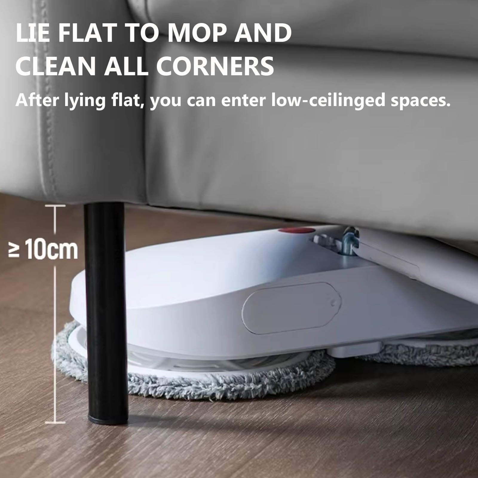 Mocio Elettrico Senza Fili con Funzione Centrifuga, Portatile E Ricaricabile, con Acqua, Base Autopulente, Serbatoio da 290 Ml, Dotato di 4 Panni Abrasivi, per Pavimenti in Legno E Piastrelle