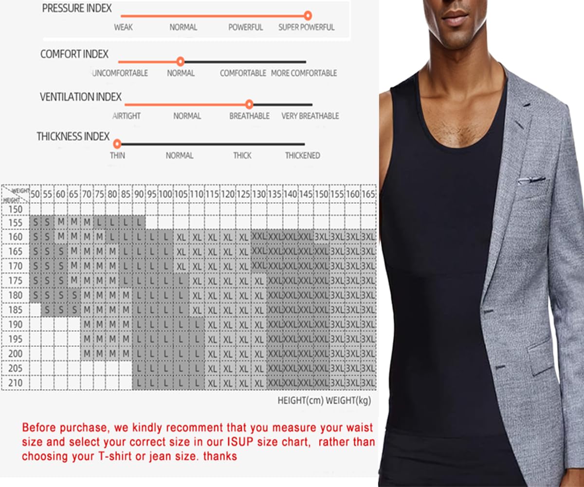 Camiseta Reductora para Hombre con Efecto Vientre Plano Camiseta Interior de compresión sin Mangas de algodón Body Shaper un Vientre más Plano