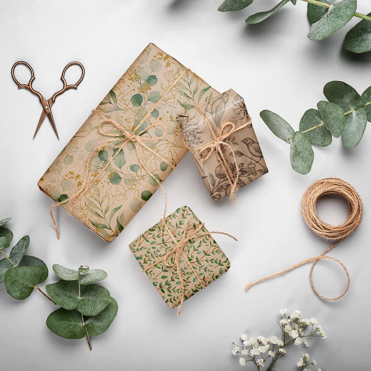 PAW - Papel de regalo 200x70cm - 5 rollos | Mezcla de 5 diseños | Elegante Papel Para Envolver Regalos para Cumpleaños, Bodas, Baby Showers, Fiestas y Regalos - Cuidamos la naturaleza