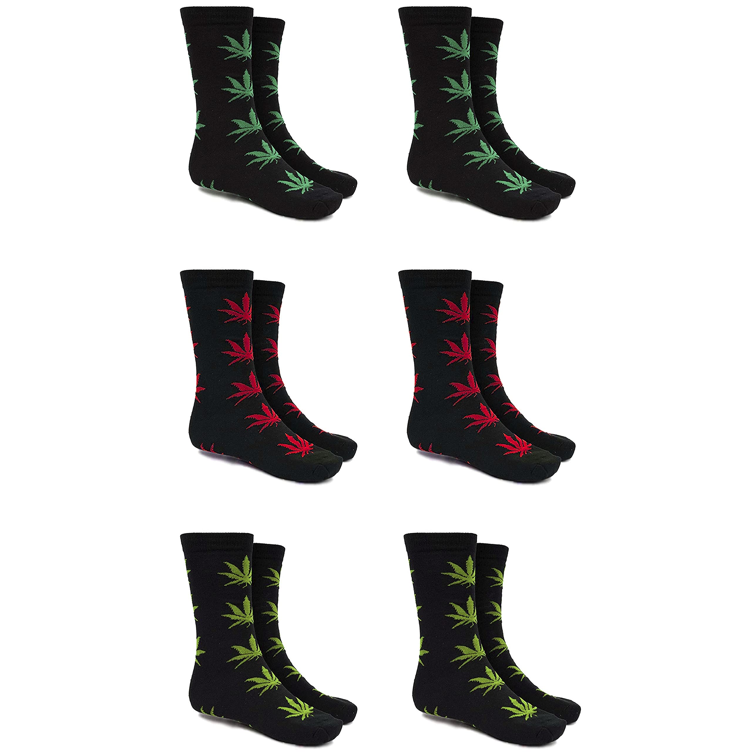 by Robelli Men's Weed Marijuana Leaf Cotton Blend Socks (UK Size 6-11) (6 Pairs)