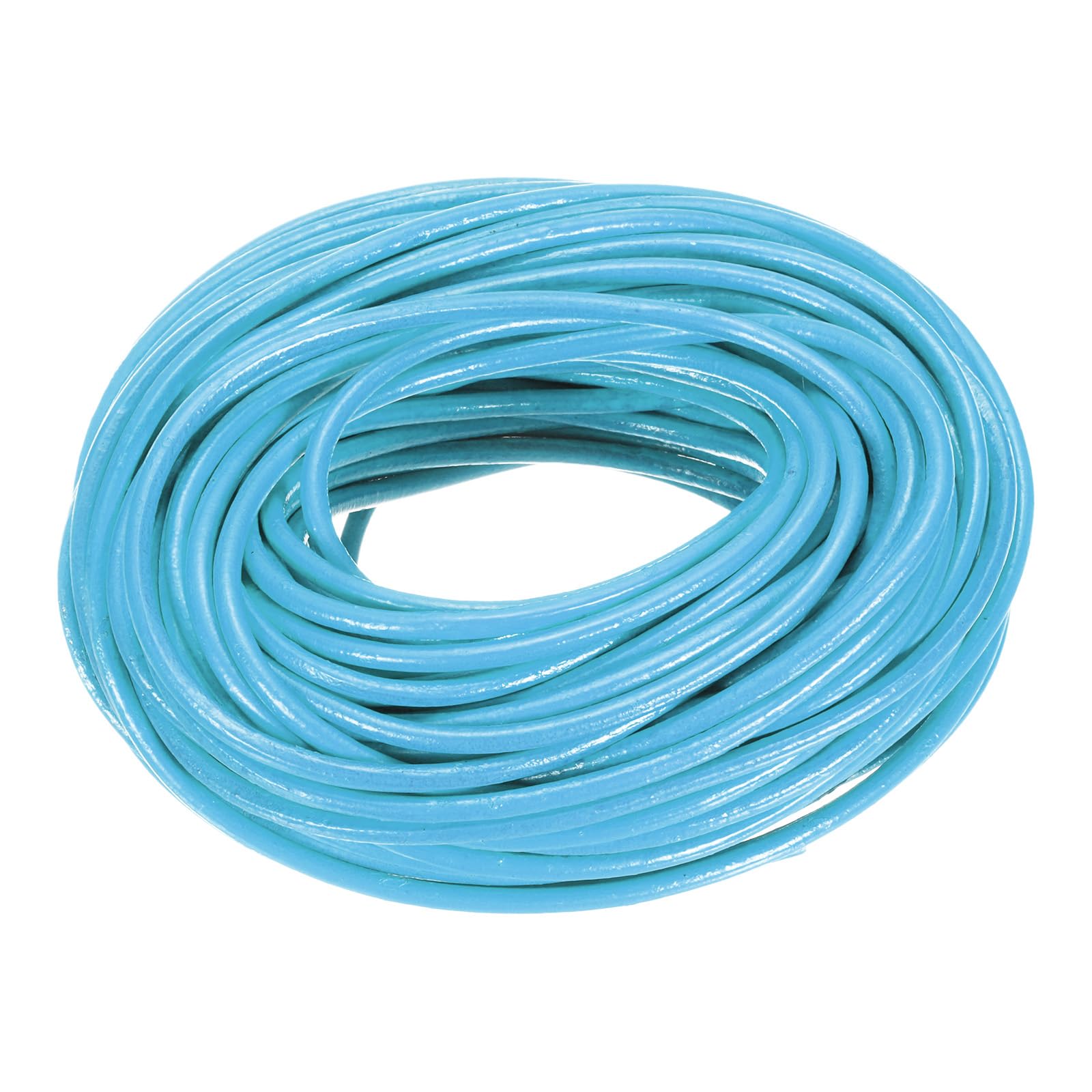 uxcell 20 Yards 3mm Round Leather Cord Lacing String for DIY Crafts Sky Blue