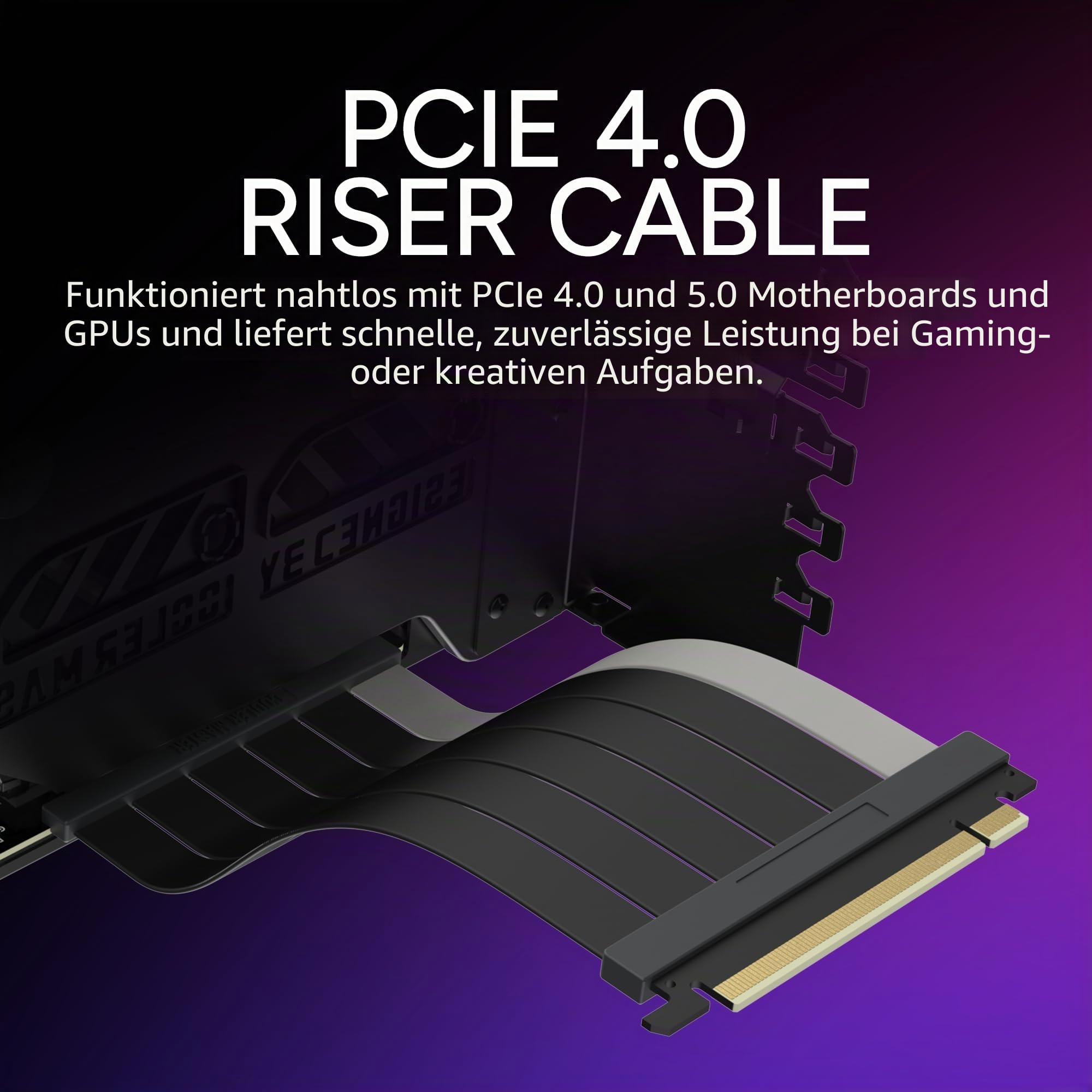 Cooler Master MasterAccessory Vertikales GPU-Kartenhalter-Kit V3, schwarz, Premium-Riser-Kabel, PCI-E 4,0 x 16-165 mm, PCIe 3.0 kompatibel, verstellbare Länge für E-ATX|ATX|Micro-ATX-Gehäuse