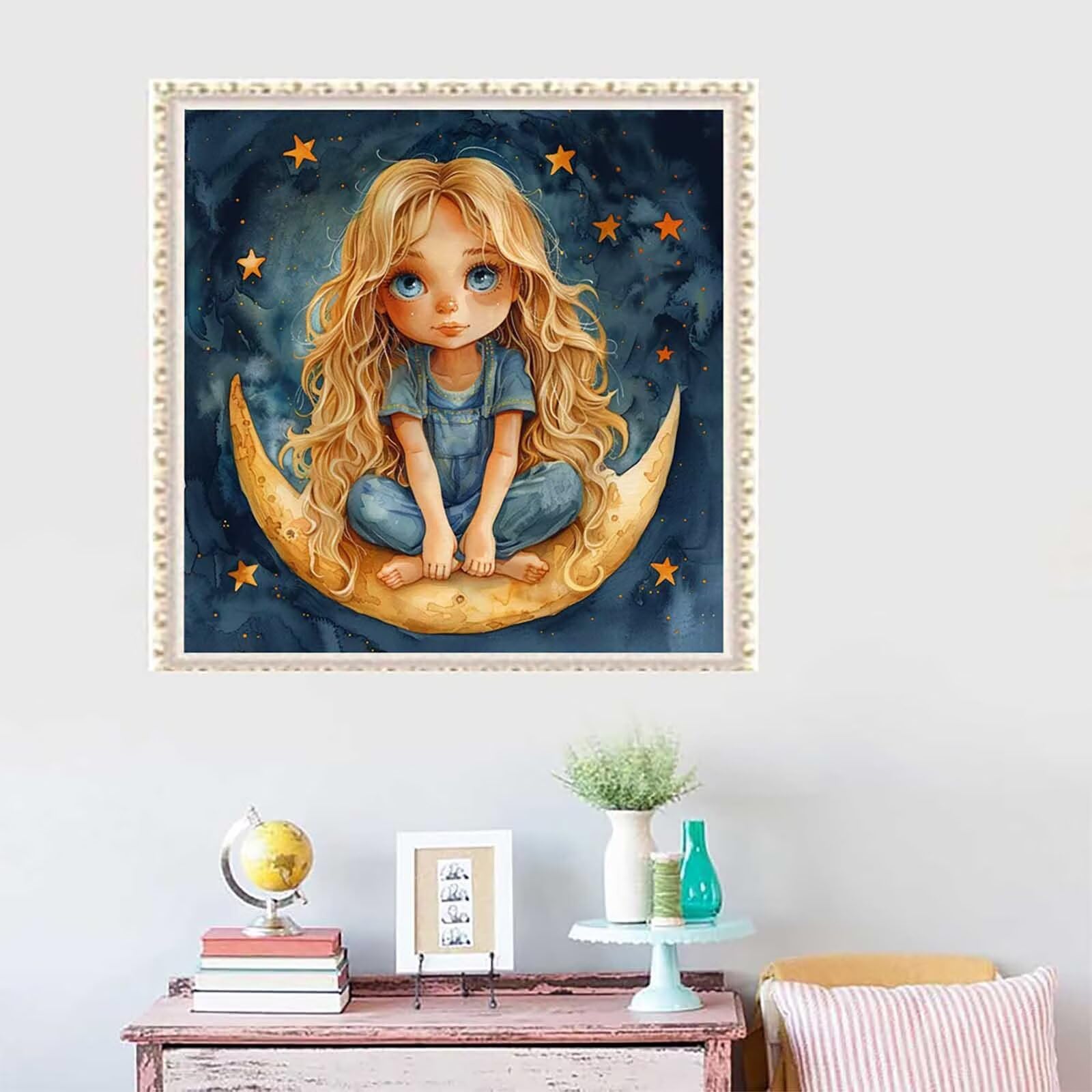 5D Diament Malarstwo anioł Numer dla dorosłych, Diament Malarstwo Dorosły Księżyc, DIY Hobby Kreatywny zestaw dla dorosłych, Numer Malarstwo Rhinestone Zestaw Ścieg krzyżykowy, Boże Narodzenie