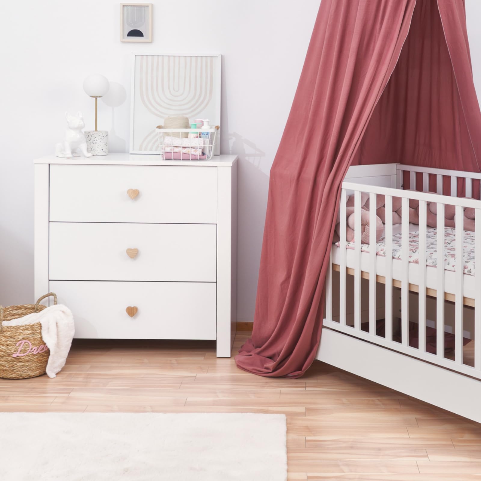 ATB Wickelkommode - Wickeltisch 101 x 85 x 75 cm - Babyzimmer Komplettset - Funktional Möbel - Bequemer Baby mit Schubladen – Baby Changing Table - Weiße - Little Heart