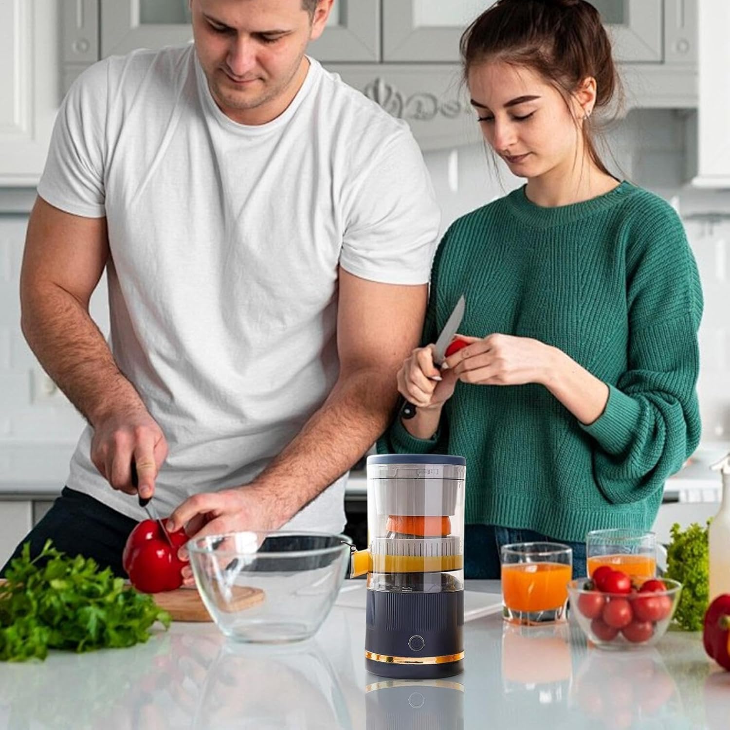 Juicer di agrumi elettrici, macchina per spremiagrumi ricaricabile, spremiagrumi arancione automatico, contenitore per succo portatile, macchina da pressa alla frutta, spremiatura di succo Blue