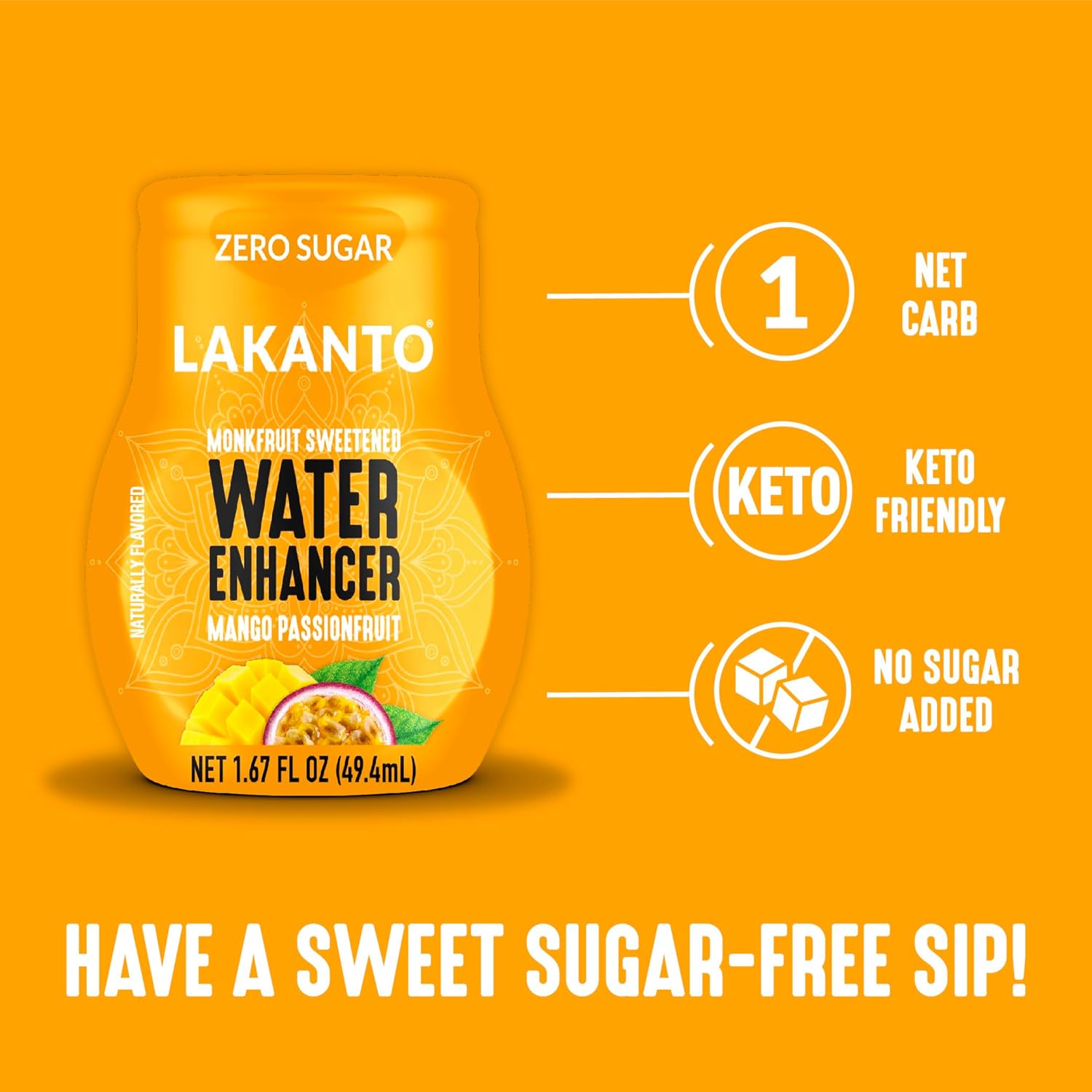 Lakanto Sugar Free Water Enhancer - Sweetened with Monk Fruit Sweetener and Erythritol, On the Go Liquid H2O Hydration, Zero Sugar, Naturally Flavored - Mango Passionfruit (1.67 fl oz - Pack of 6) - Image 4