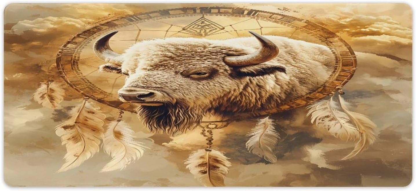 Dreamcatchers Bison Desk Pad Mouse Pads Protector with Anti-Slip Rubber Base for Home and Office E-Sports Room 40x90cm