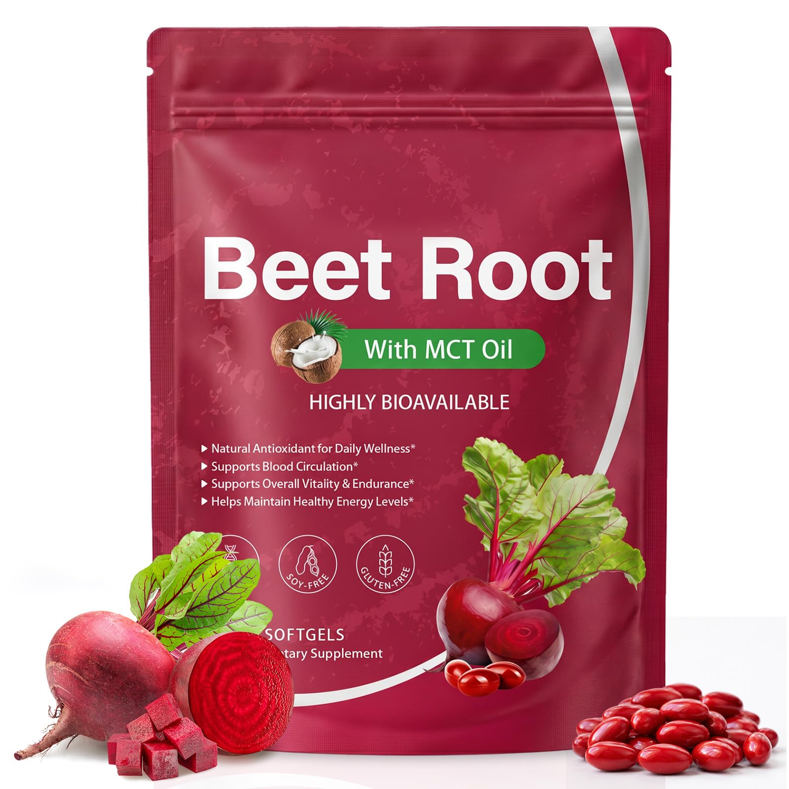 FANSHI Beet Root Capsules Extract with MCT Oil – 120 High Bioavailability Softgels | Premium Herbal Superfood Supplement | Supports Healthy Blood Circulation, Athletic Endurance & Energy Levels