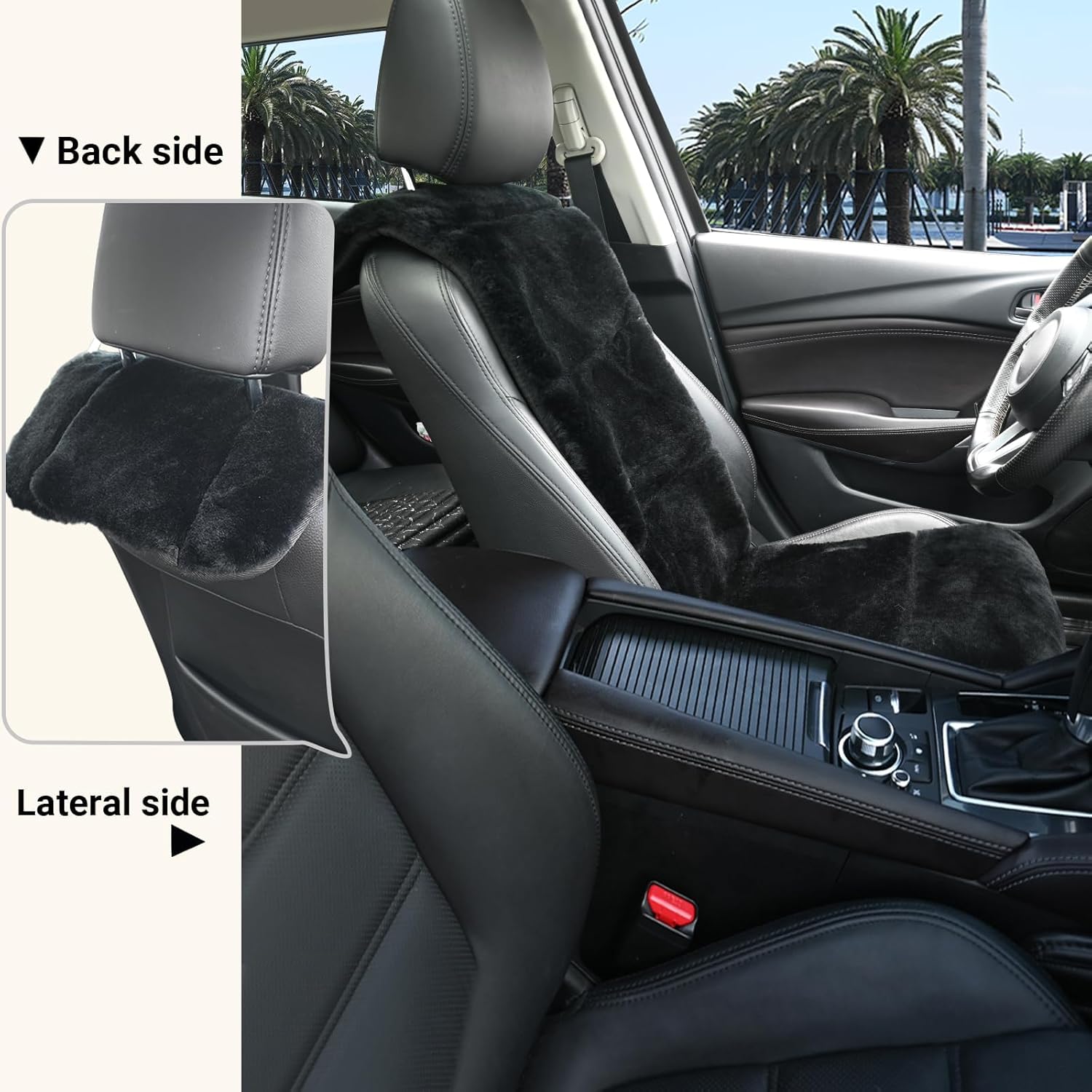 AEGIS Cover Luxury Australian Sheepskin Semi-Custom Seat Cover Vested Interior for Most Cars, Suvs, Trucks, Sedans, Aircraft and Sports Cars (Black)