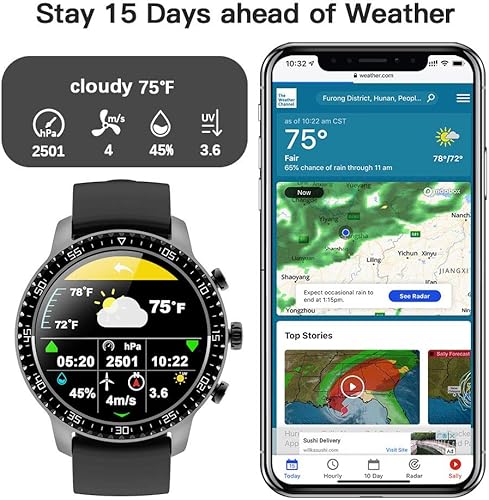 Miniatura 6 de Tinwoo Reloj inteligente para teléfonos AndroidiOS, soporte de carga inalámbrica QI, rastreador de salud Bluetooth con monitor de frecuencia