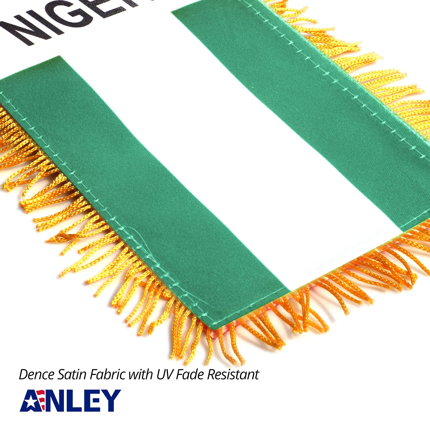 Anley 4 X 6 Inch Nigeria Fringy Window Hanging Flag, Mini Flag Banner & Car Rearview Mirror Décor, Fringed & Double Sided - Image 4