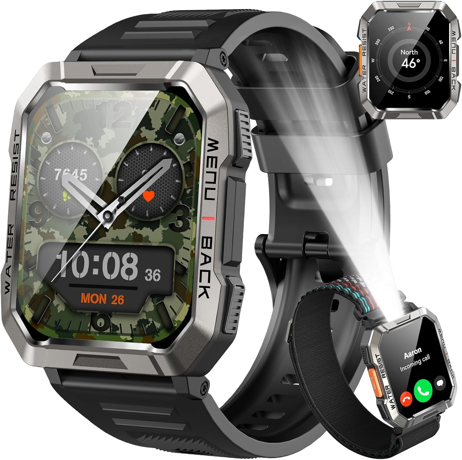 IOWODO Relógio Militar Smartwatch Masculino 2.01" - Bateria 30 Dias / 100 Standby,