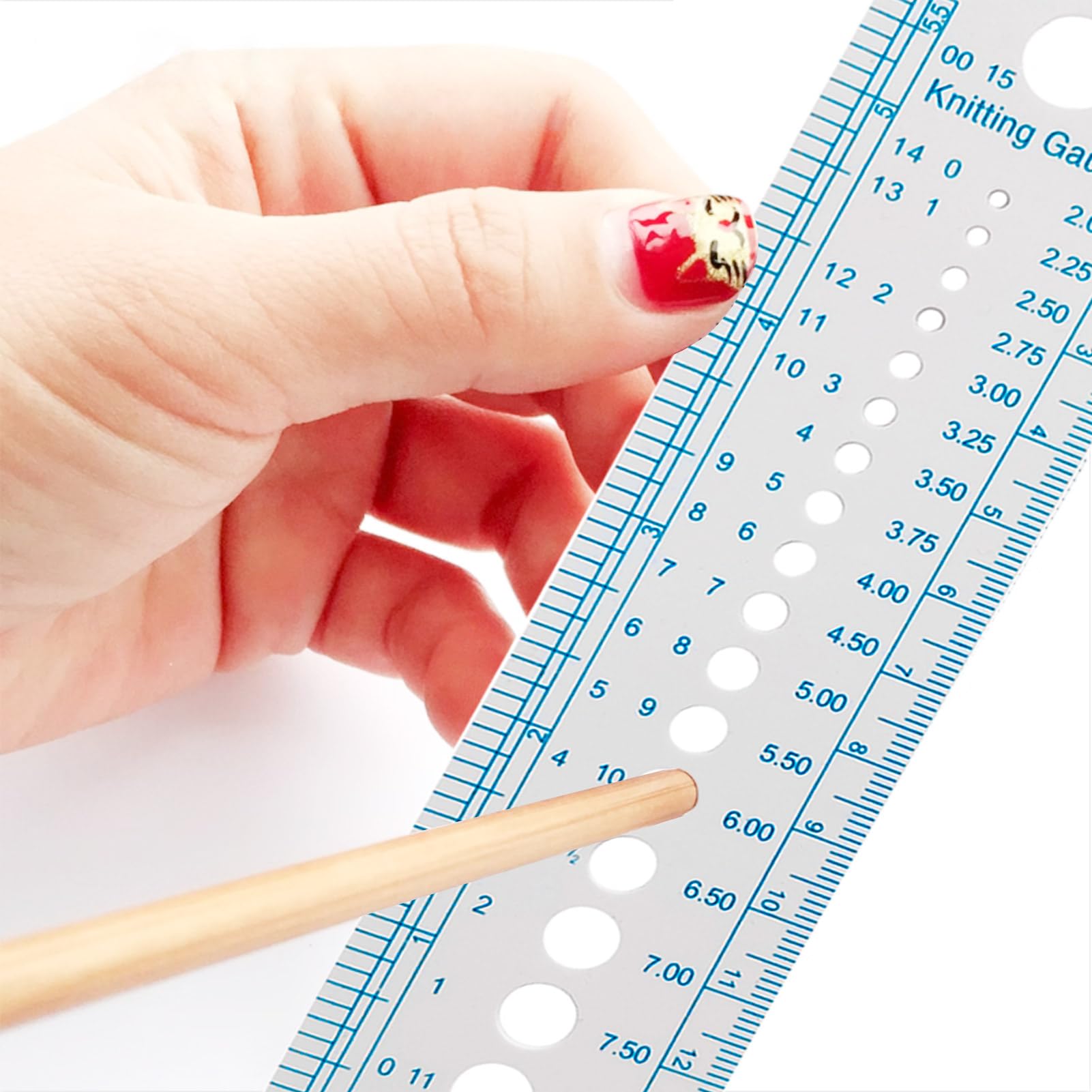 2 Stück Stricknadel-Messer-Lineal – Kunststoff, Nadelgrößen 2–10 Mm, Praktisches Nähzubehör