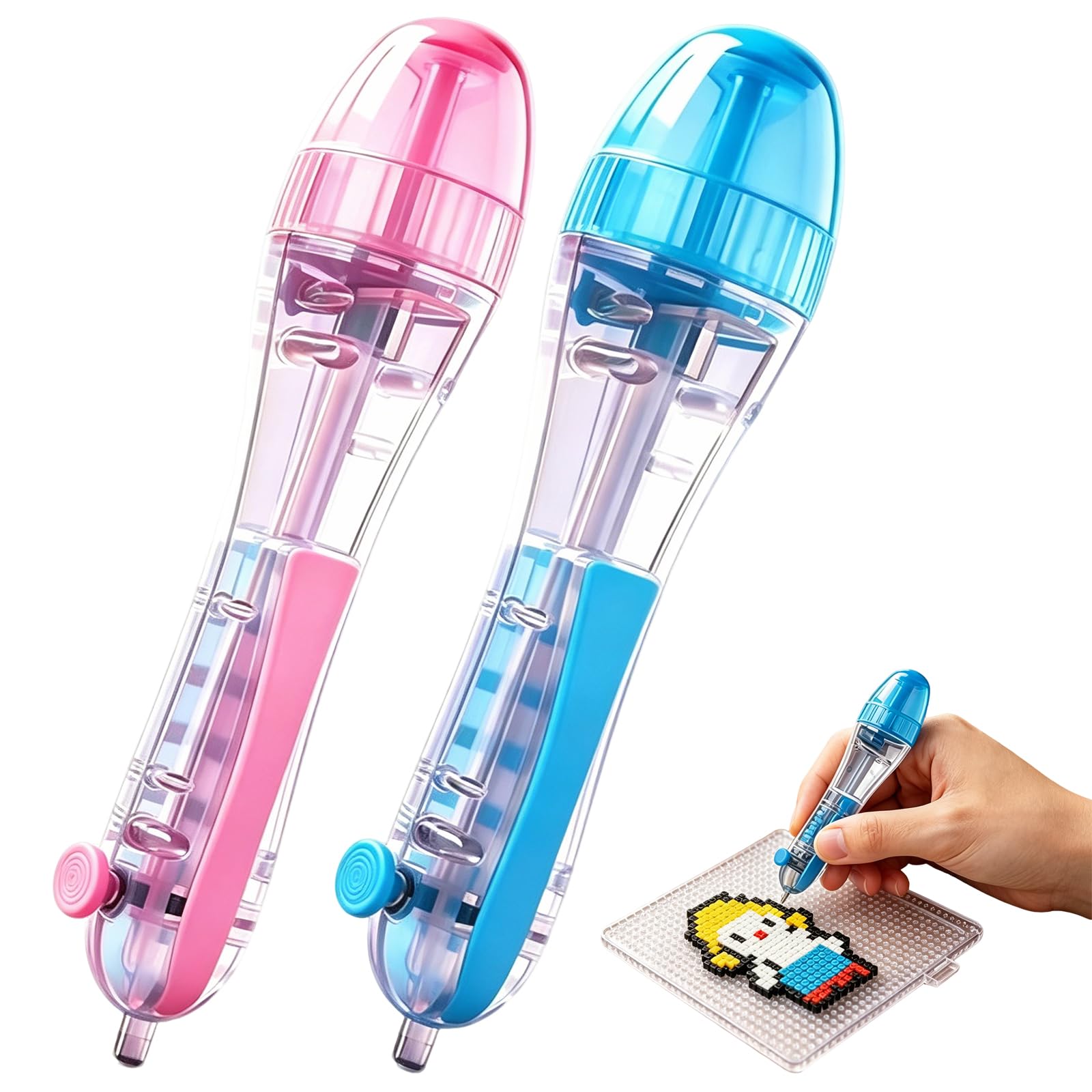 4PCS 2.6mm Fuse Bead Pen, Novelty Molten Bead Dispenser with Transparent Large Capacity Barrel for Perler Beads Kit, Adult DIY Crafts, Classroom Activities