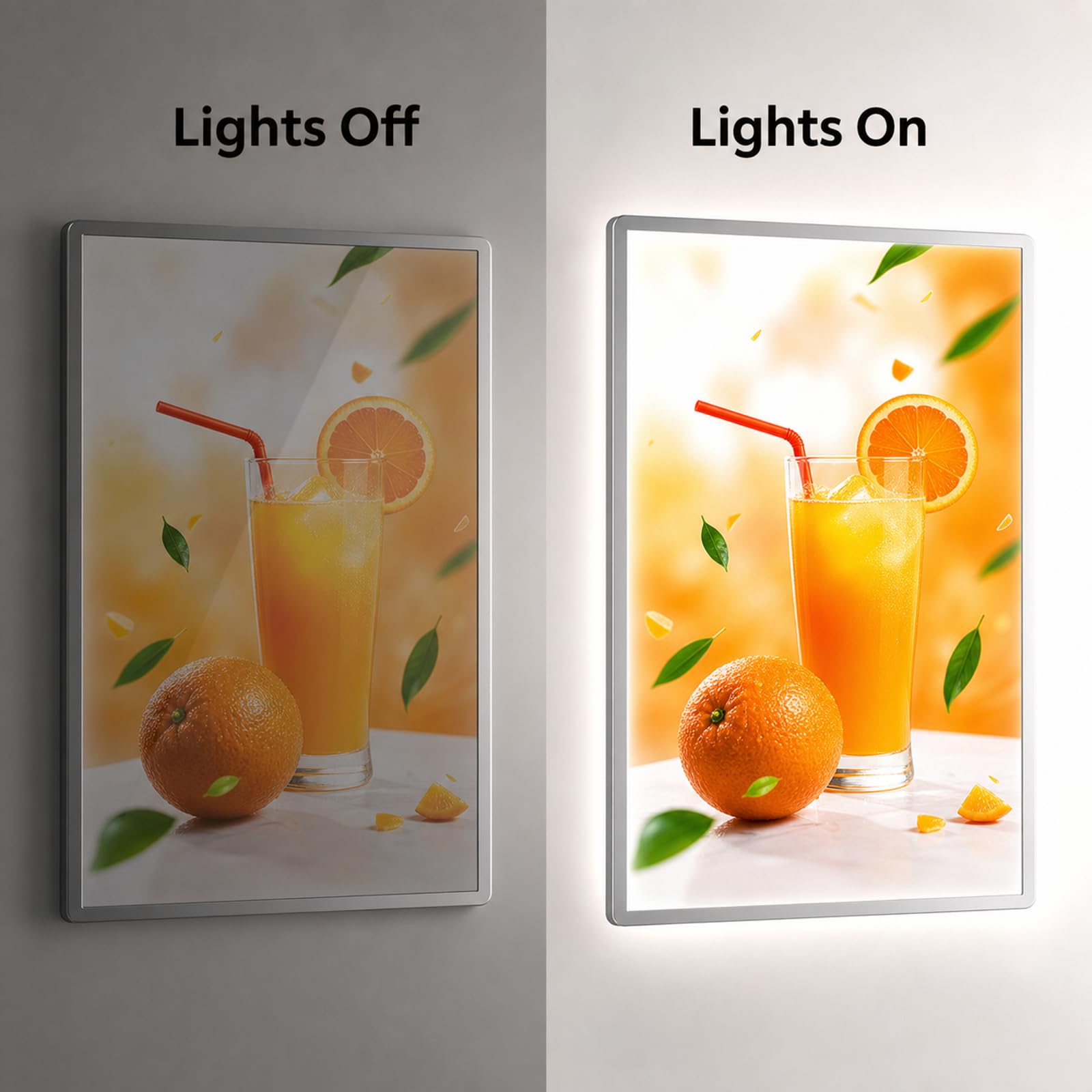 Pannello Menù retroilluminato a LED,Cornice Pubblicitaria A LED,Display Illuminato per Poster,Ultrasottile,Vetro Temperato,per Negozi,Bar,Ristoranti e Saloni,per Esposizione