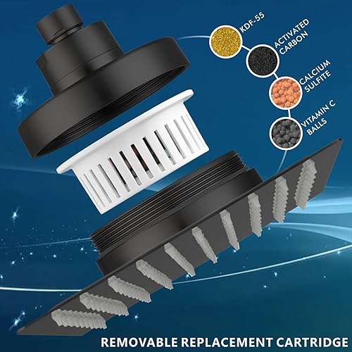 Miniatura 4 de Voolan Cabezal de ducha de lluvia con filtrado, cabezales de ducha grandes de alto flujo hechos de acero inoxidable, filtro de cabezal de ducha de