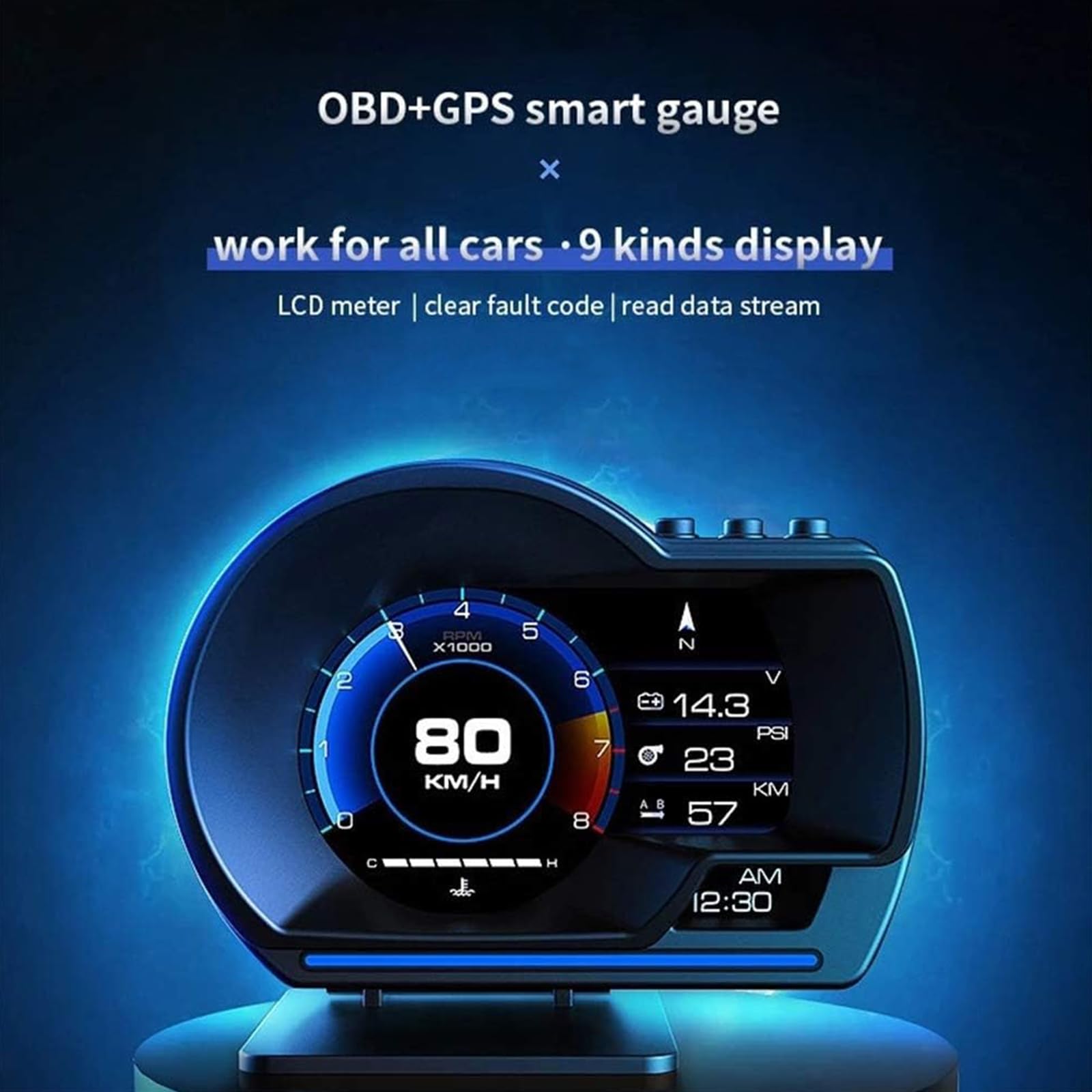 KAOLALI Head Up Display per Auto OBD GPS Tachimetro Universale HUD Indicatore Intelligente con Staffa Regolabile Luce KMH MPH per Auto Camion Camper Tachimetro Guida sicura
