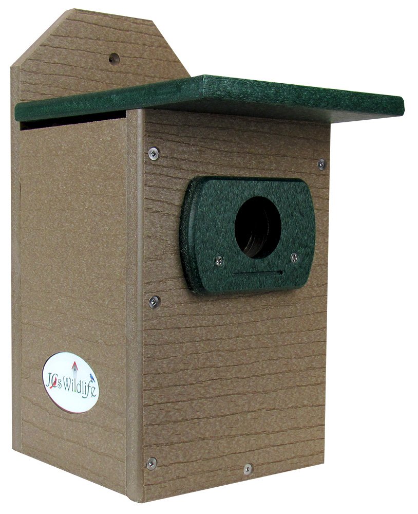 JCs WildlifeRecycled Poly Lumber Standard Bluebird Bird House (Brown and Green)