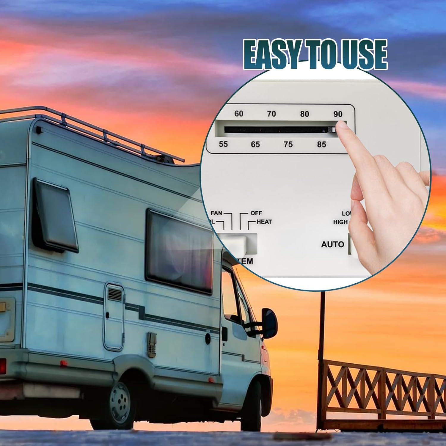 7330G3351 Thermostat Compatible with Cole-Man RV Mach 15 Series/ 3 Plus Series/ 1 Power Saver/III Power Saver/ 8 Polar Cub/Rou-gh-Neck Series, Single Stage Heat/Cool RV Air Conditioners Accessories