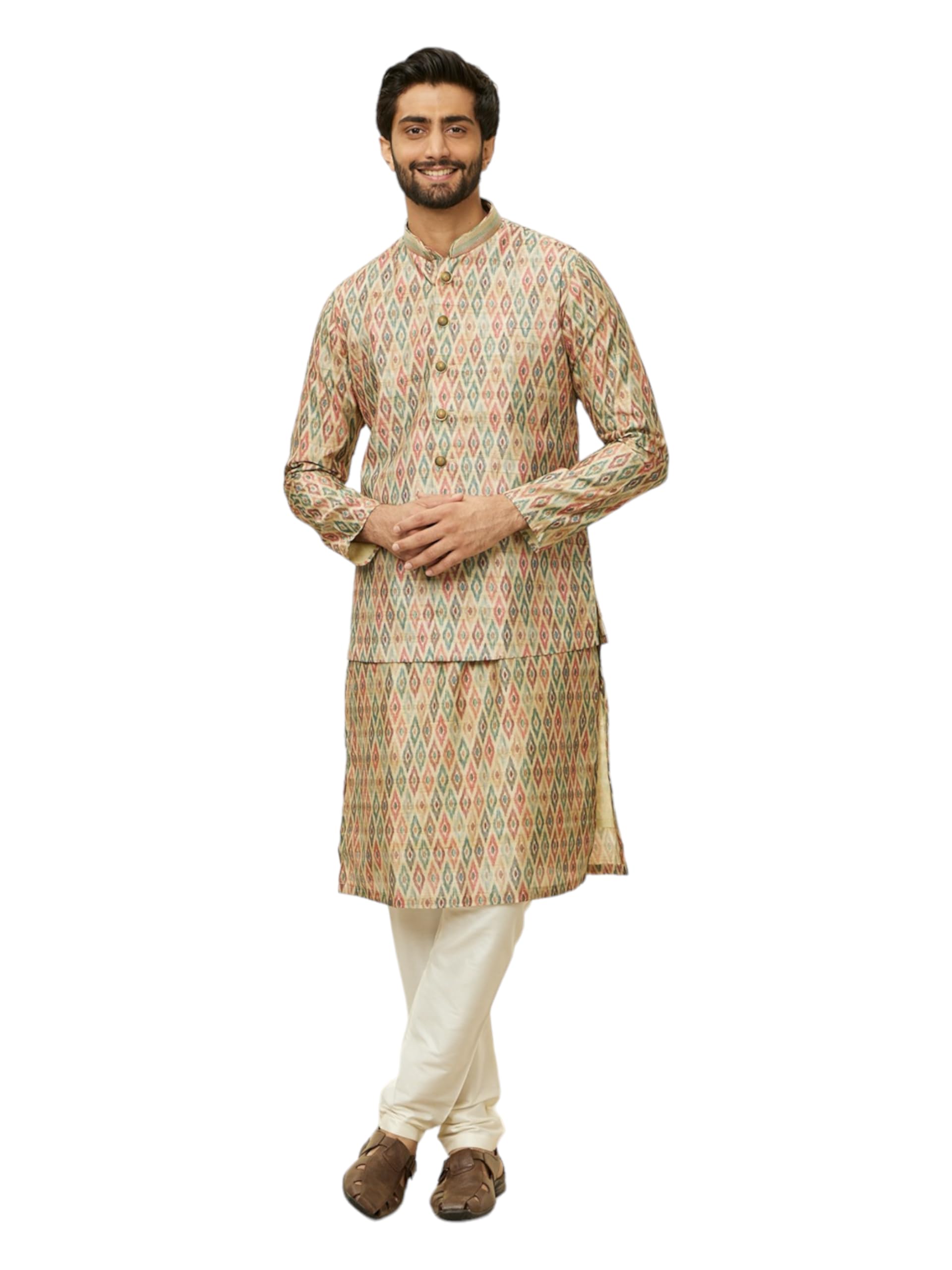 manyavar Men's Printed Jacket (JACKET ONLY)-picture-12