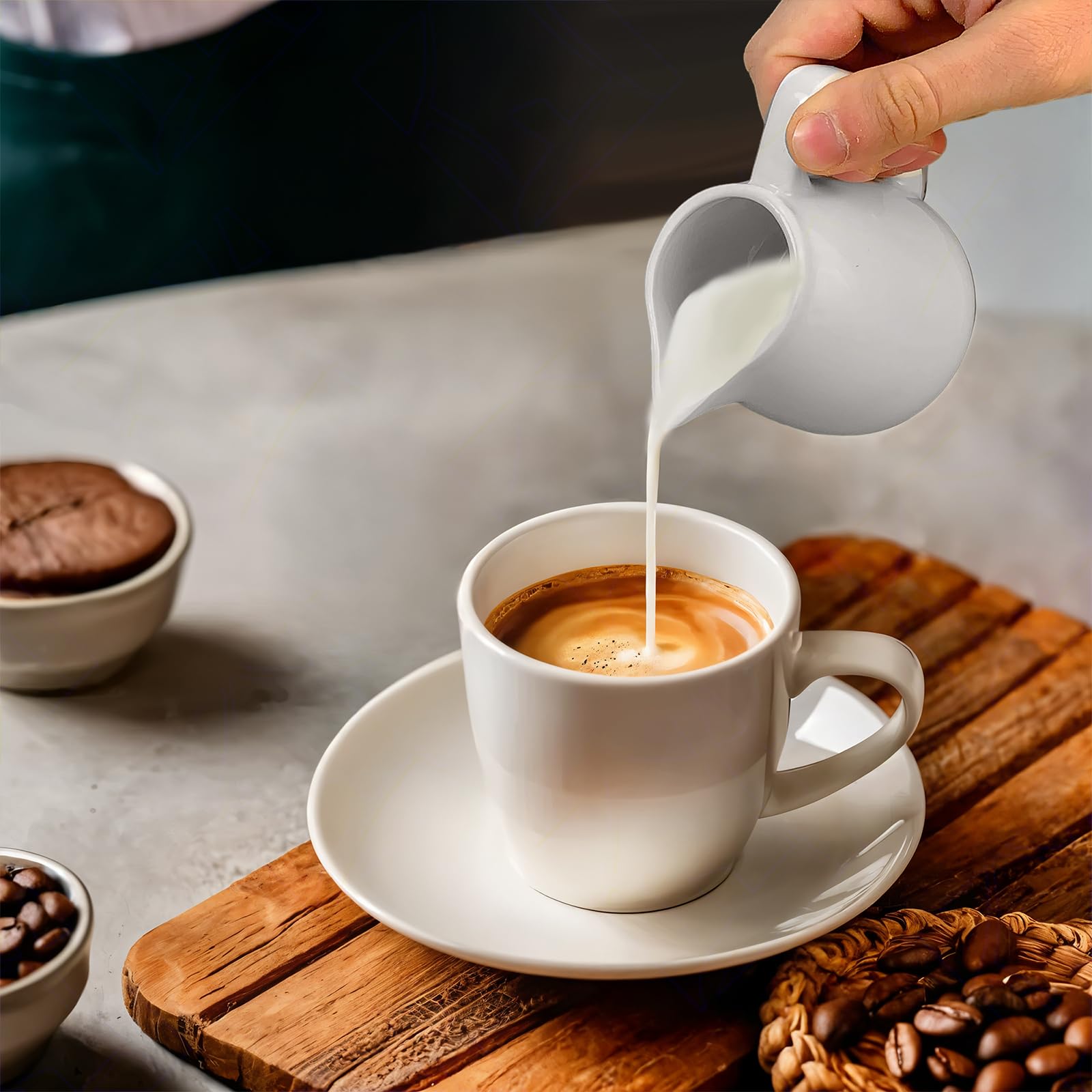 Sicignano | Set 2 Lattiere Grandi in Porcellana Bianca 460 ml – Ideale per Servire Grandi Quantità di Latte, Panna o Bevande – per Uso Professionale e Domestico
